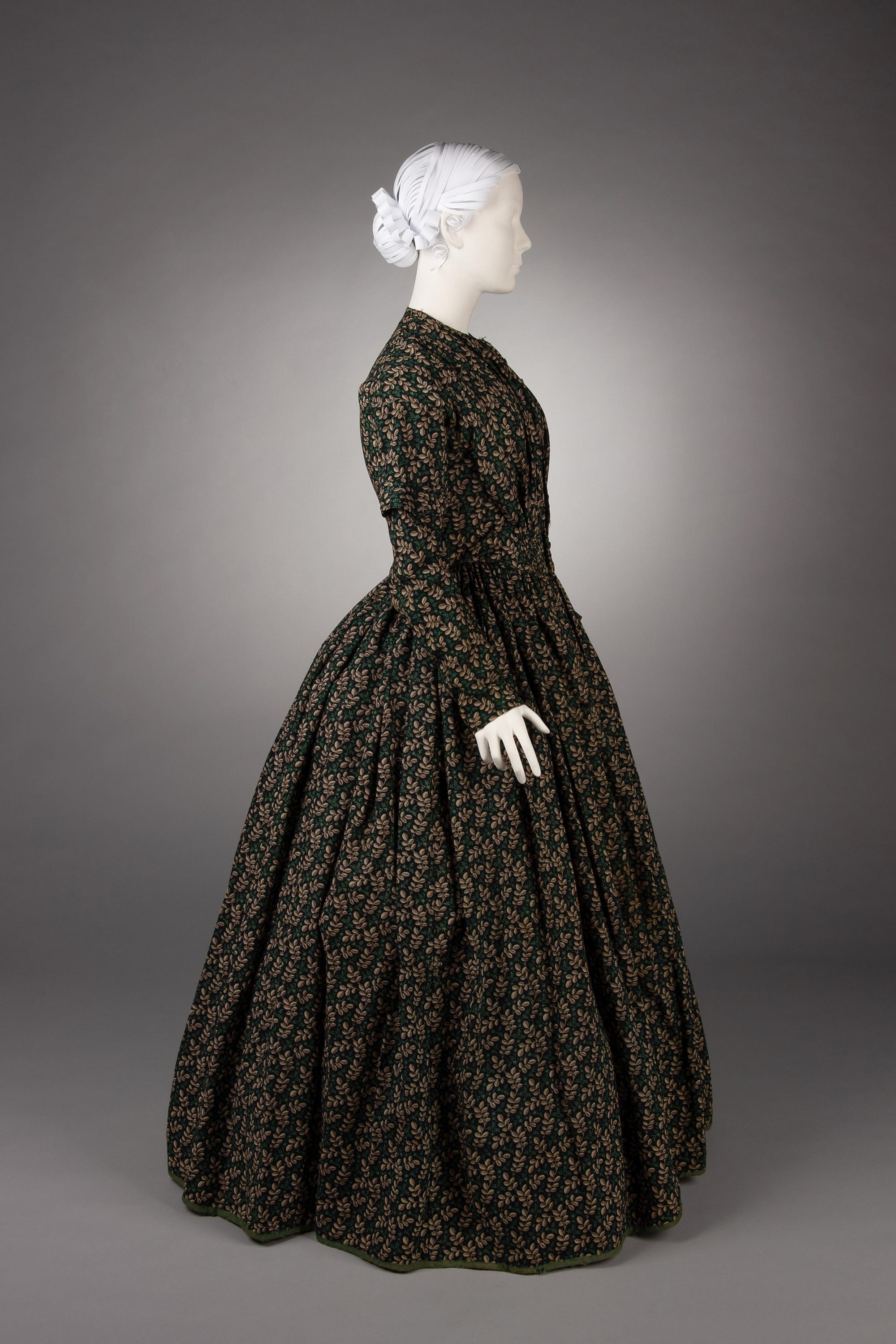 Printed Wool Day Dress, 1840s