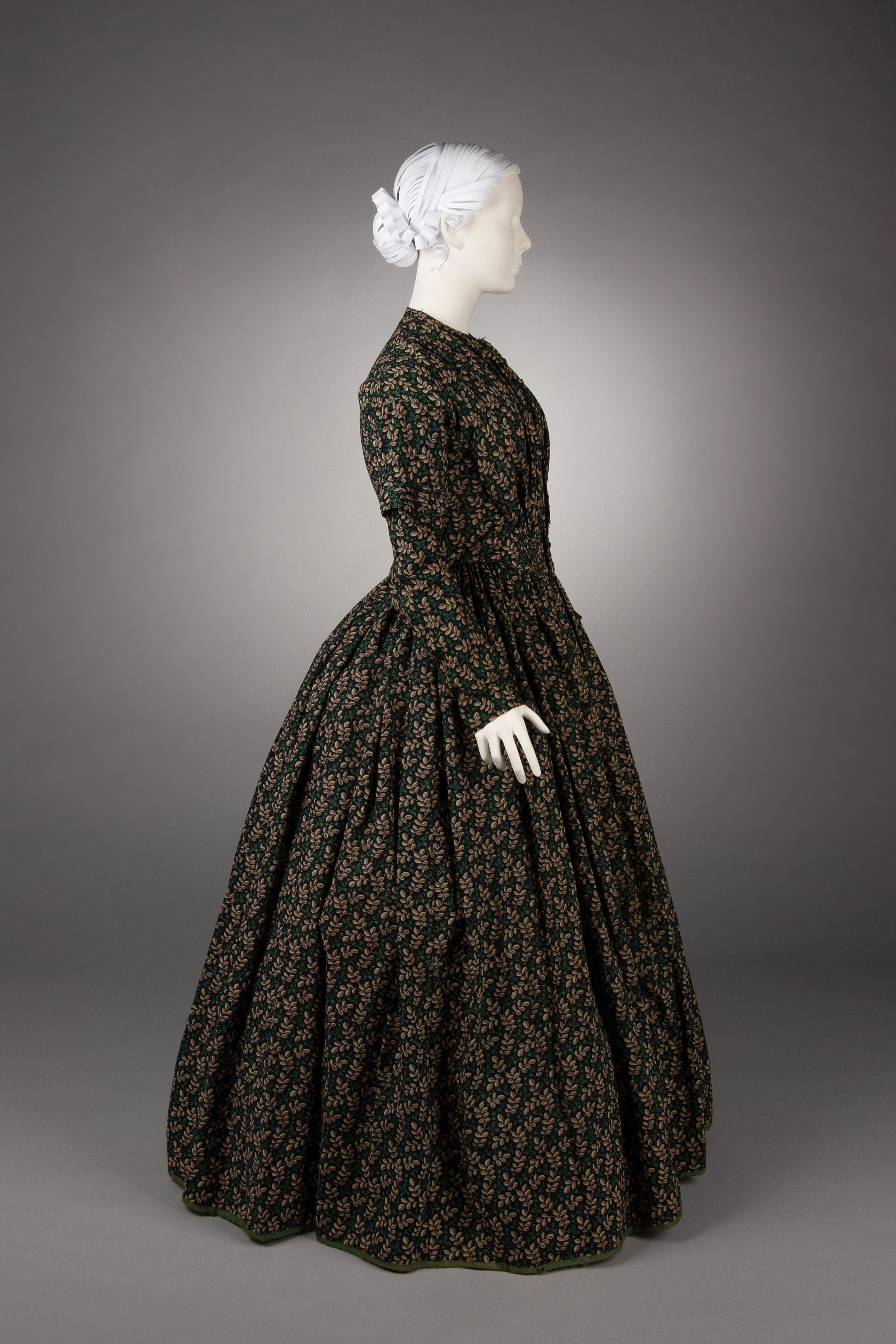Printed Wool Day Dress, 1840s