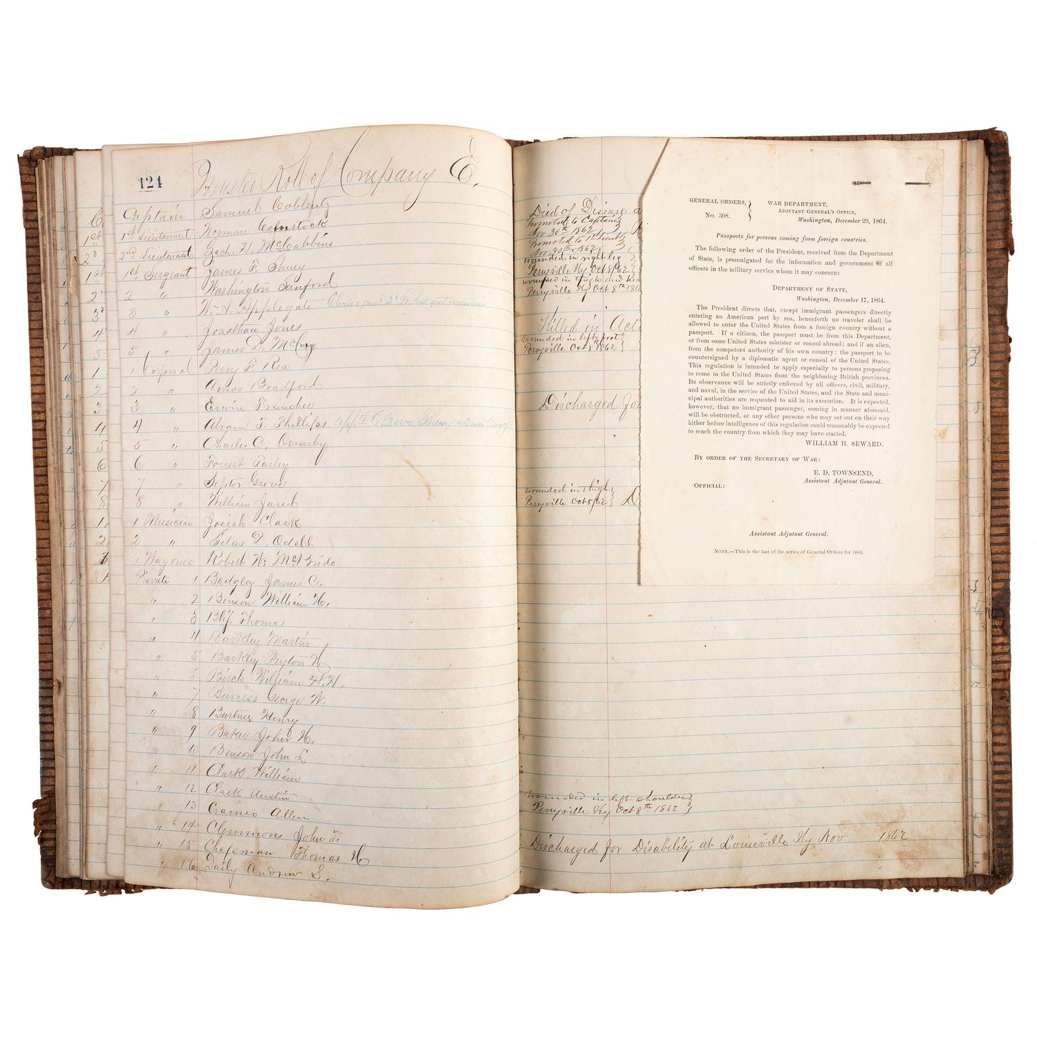 A collection of items identified to Lieutenant Colonel Jonathan Biggs, 123rd Illinois Infantry, “Wilder’s Brigade,” highlighted by bullet-struck frock coat and vest worn during the assault on Selma, Alabama. 2 April 1865.