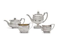 An Assembled George III Sterling Silver Four-Piece Tea and Coffee Service