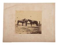 [CIVIL WAR]. GARDNER, Alexander, photographer. Albumen photograph of cavalry trooper with horses.