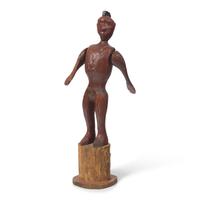A Carved and Painted Wood Whirligig of a Native American Figure