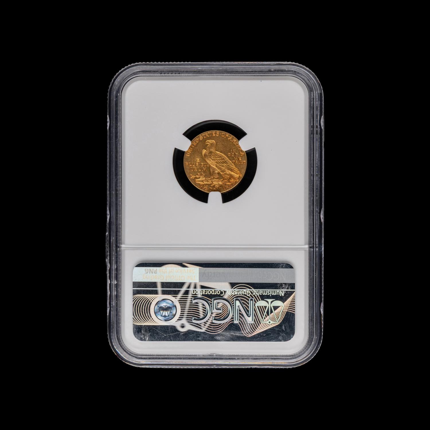 A 1913 Indian Head $2.50 Gold Coin [NGC MS62]
