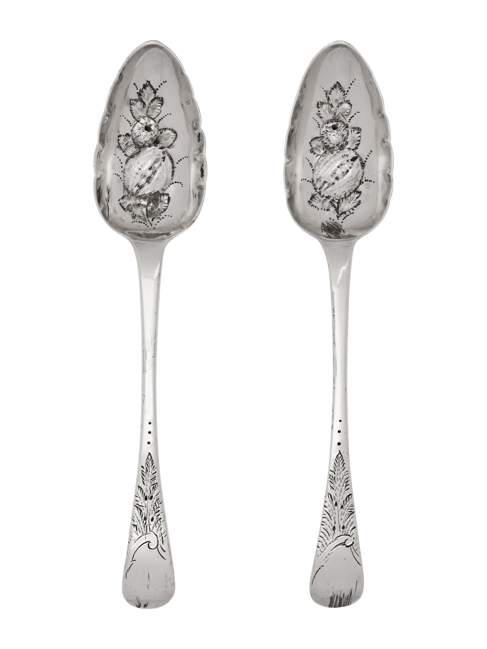 A Pair of Scottish George IV Silver Berry Spoons