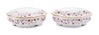 A Pair of Limoges Porcelain Boxes Width 6 1/2 inches.