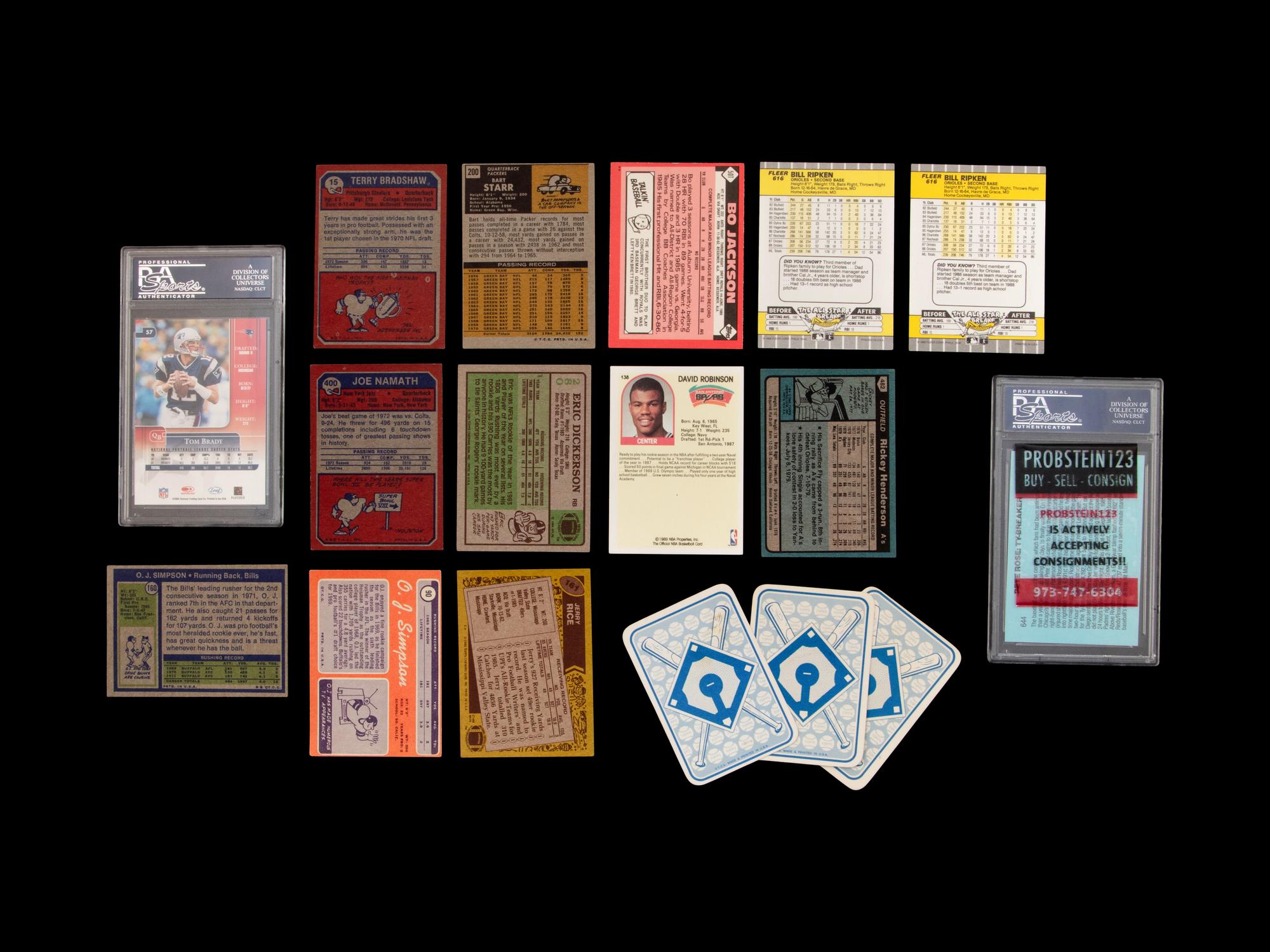 A Collection of Assorted Hall of Fame and Notable Trading Cards Including Tom Brady PSA 10 and Pete Rose Signed Autograph