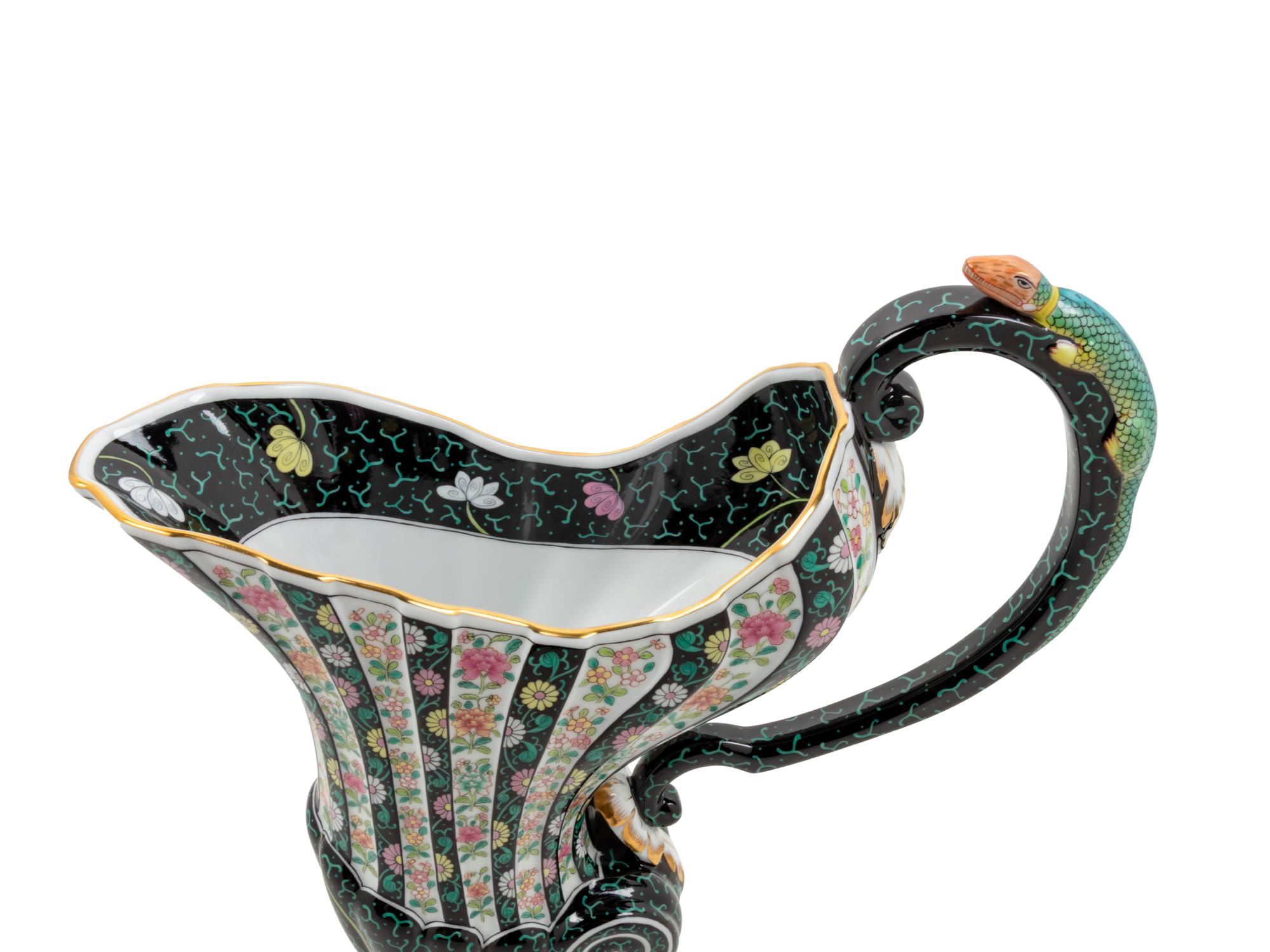A Herend Porcelain Black Dynasty Pitcher