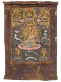 A Tibetan Thangka Height 15 1/2 x width 11 3/4 inches. — 19TH CENTURY