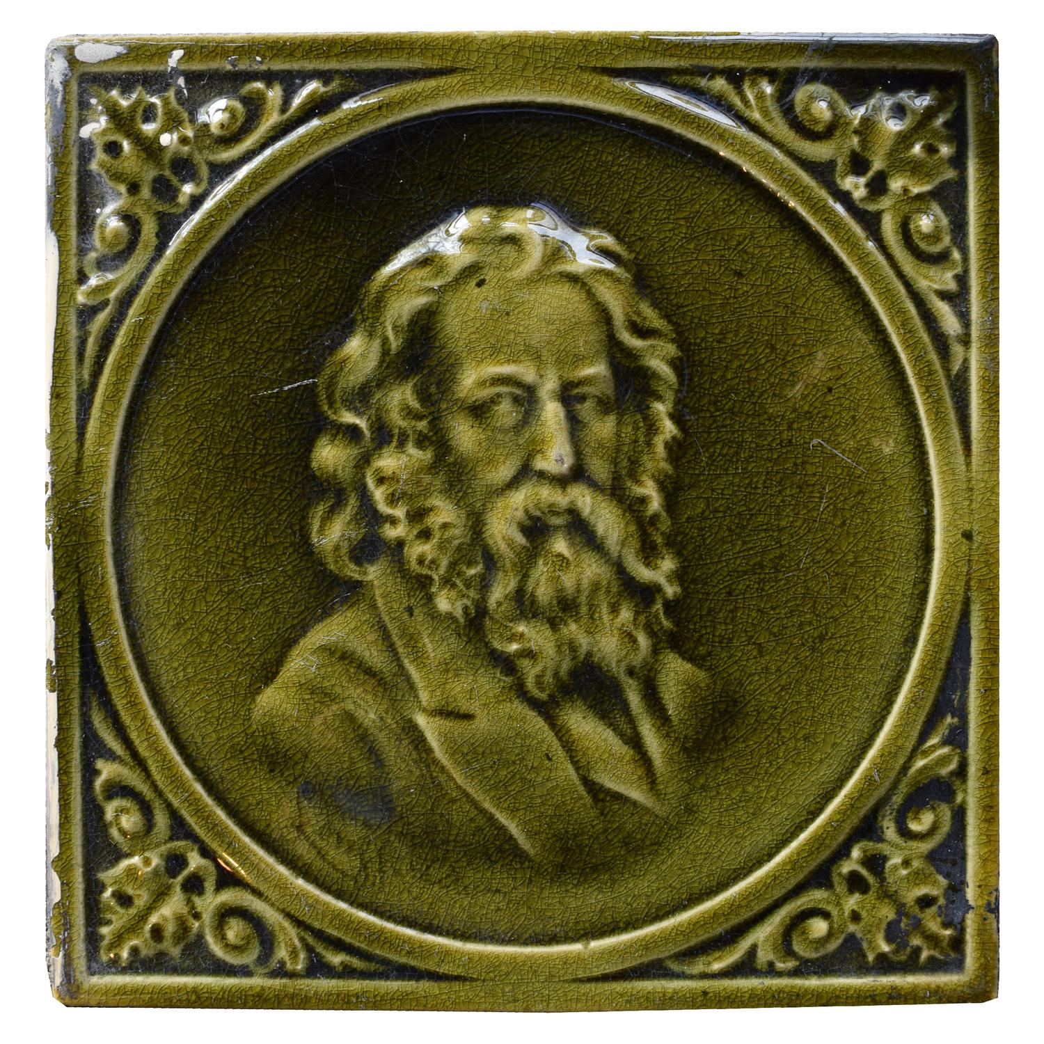 A Set of Two Glazed Ceramic Tiles by Hamilton Tile Work 6" W x .5" D x 6" H — United States, Late 19th Century