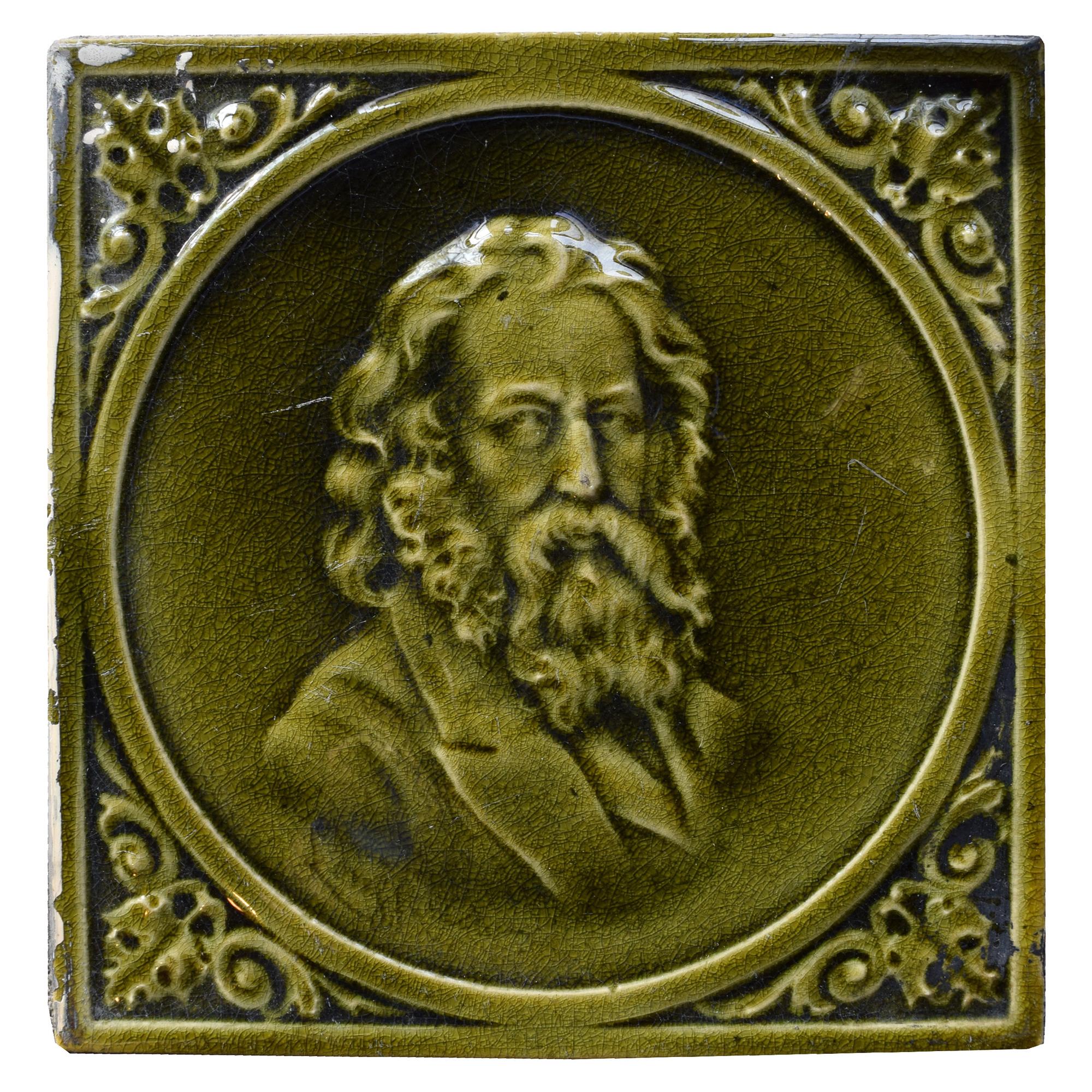 A Set of Two Glazed Ceramic Tiles by Hamilton Tile Work 6" W x .5" D x 6" H — United States, Late 19th Century