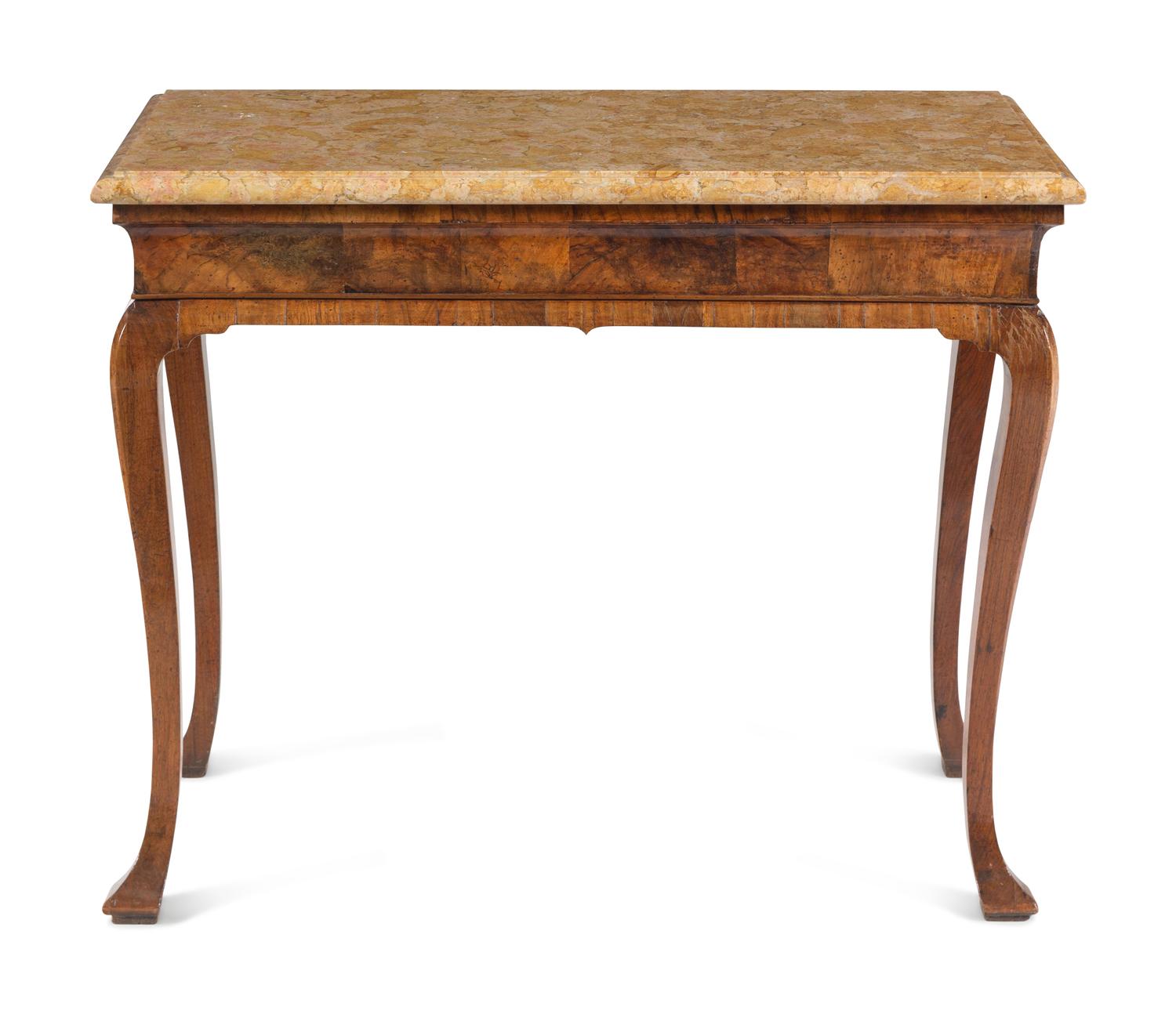 A George II Walnut Marble-Top Side Table