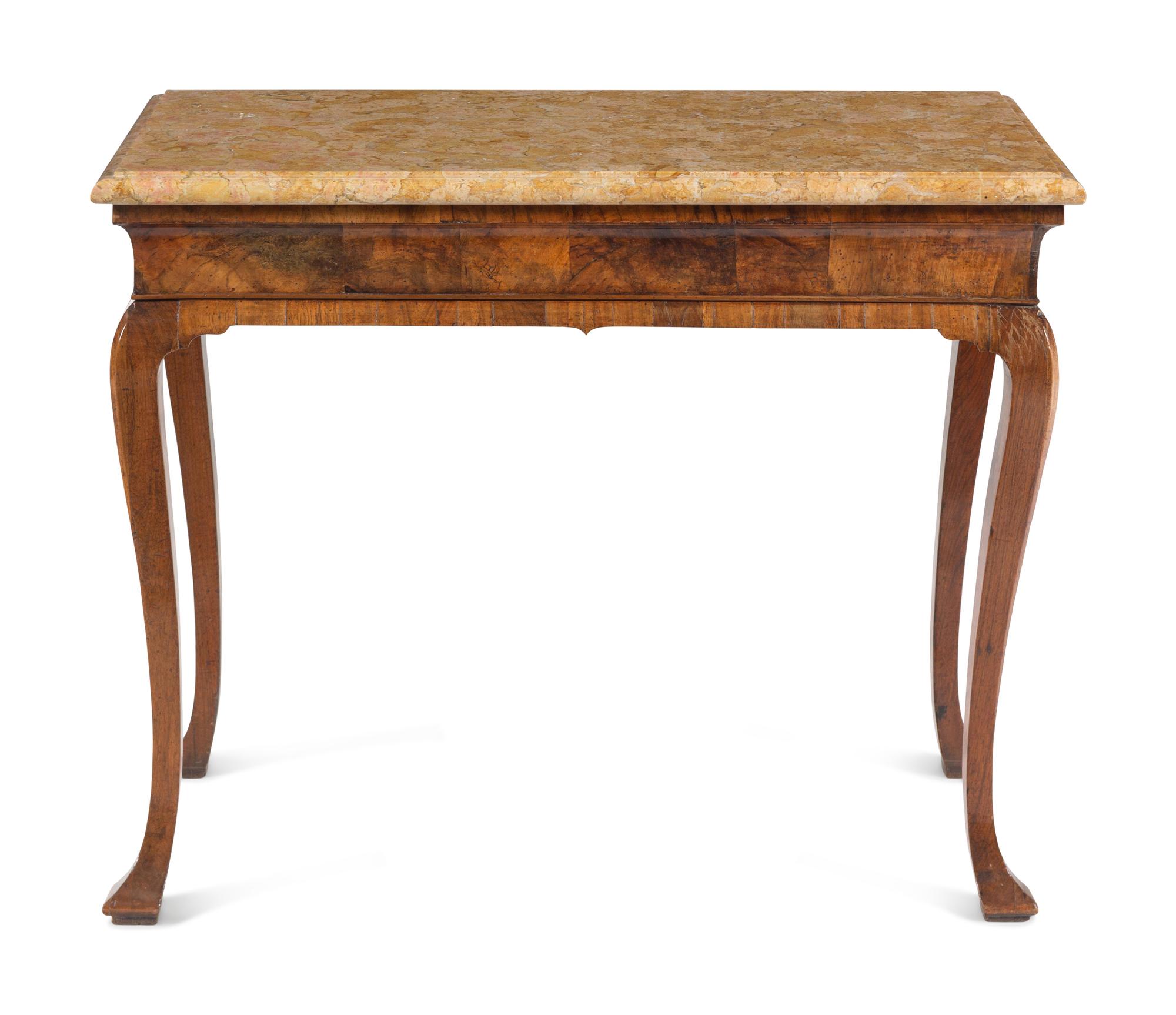 A George II Walnut Marble-Top Side Table