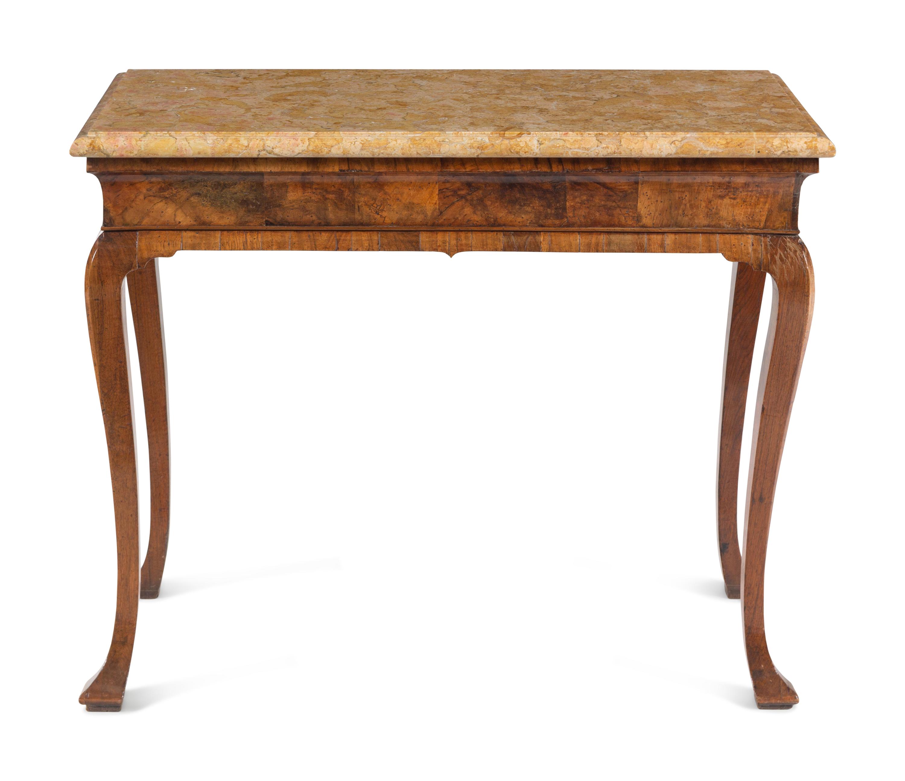 A George II Walnut Marble-Top Side Table