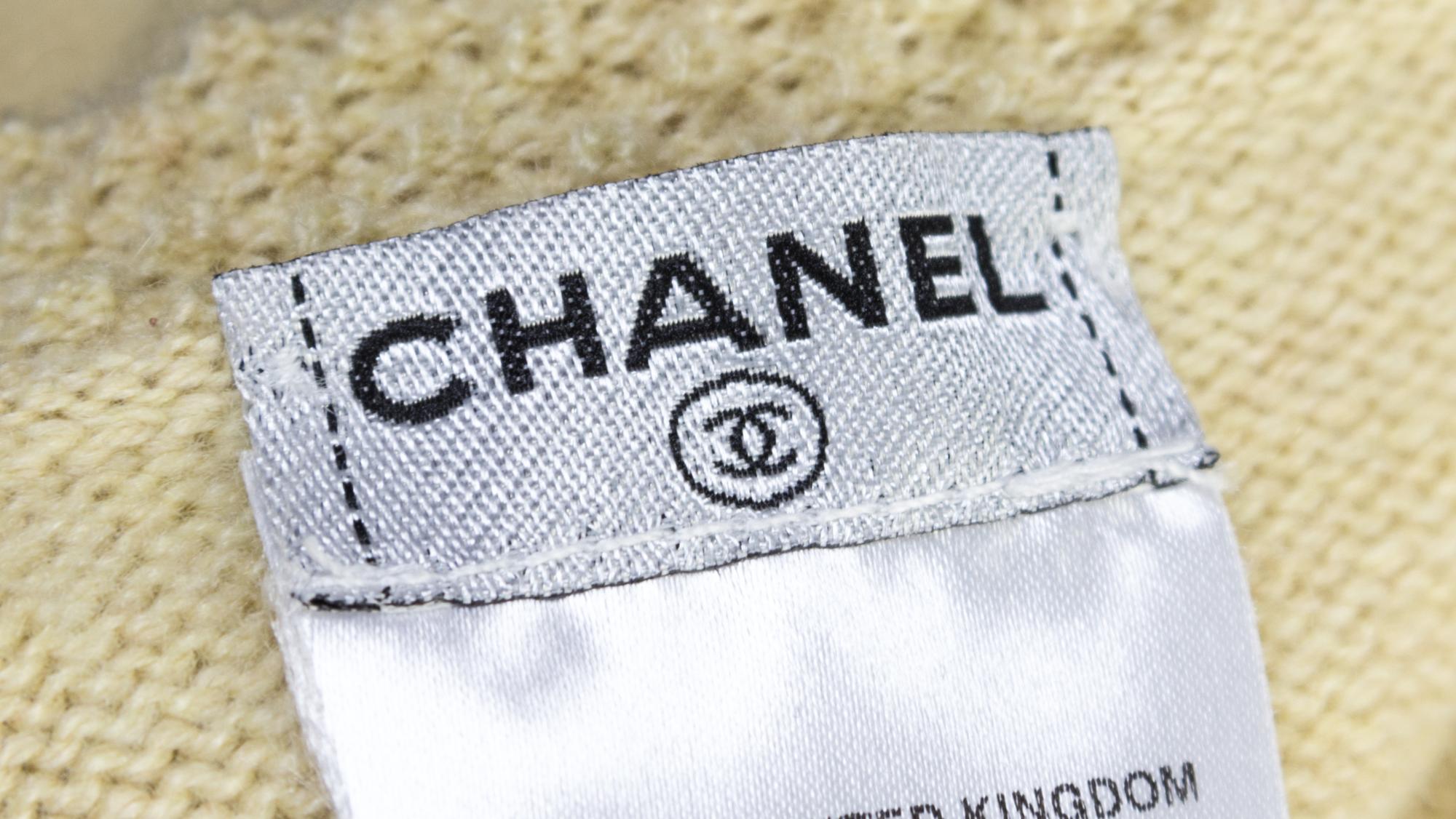 A Chanel Celery Cashmere Twin Set, Size 38.