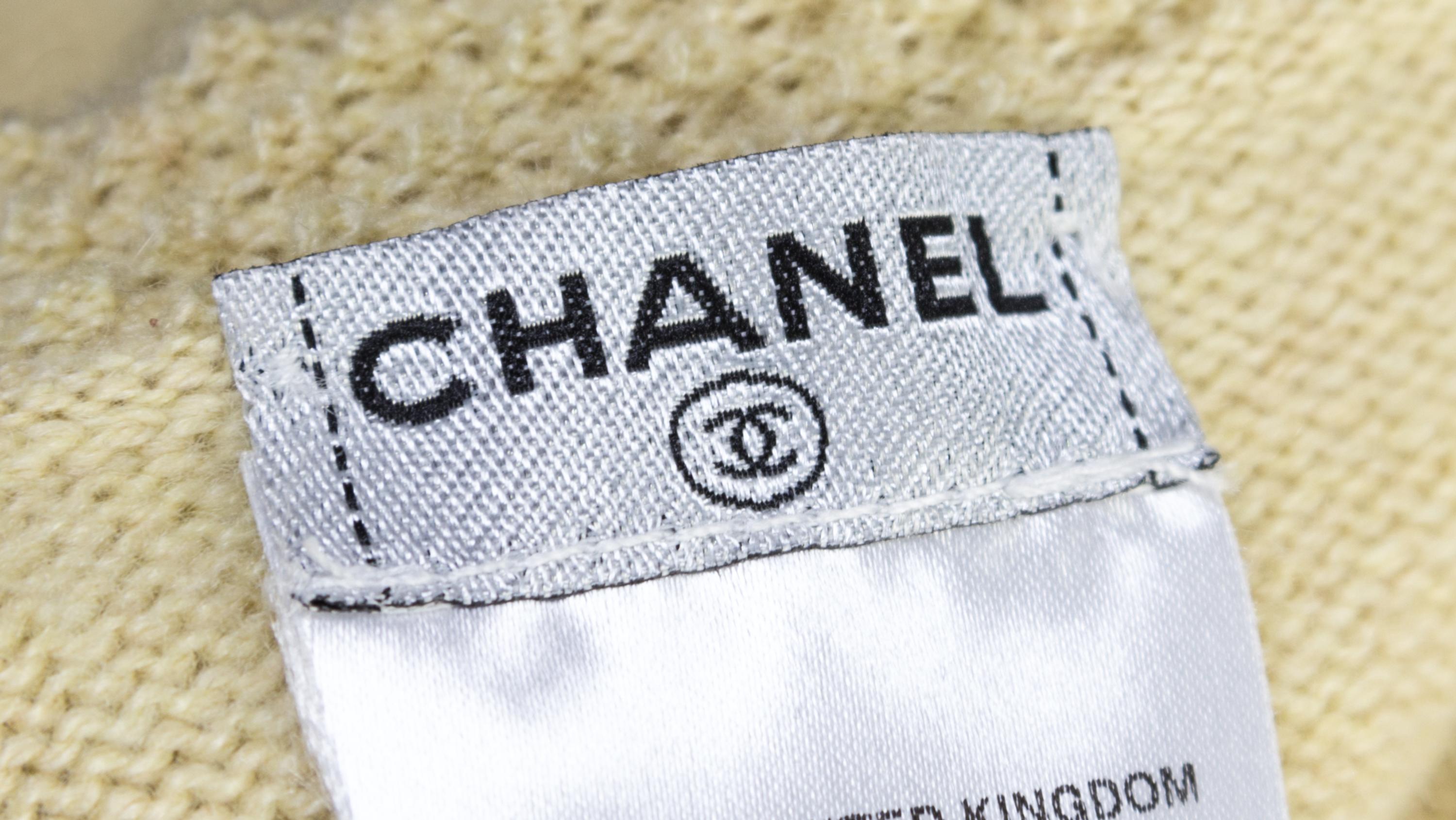 A Chanel Celery Cashmere Twin Set, Size 38.