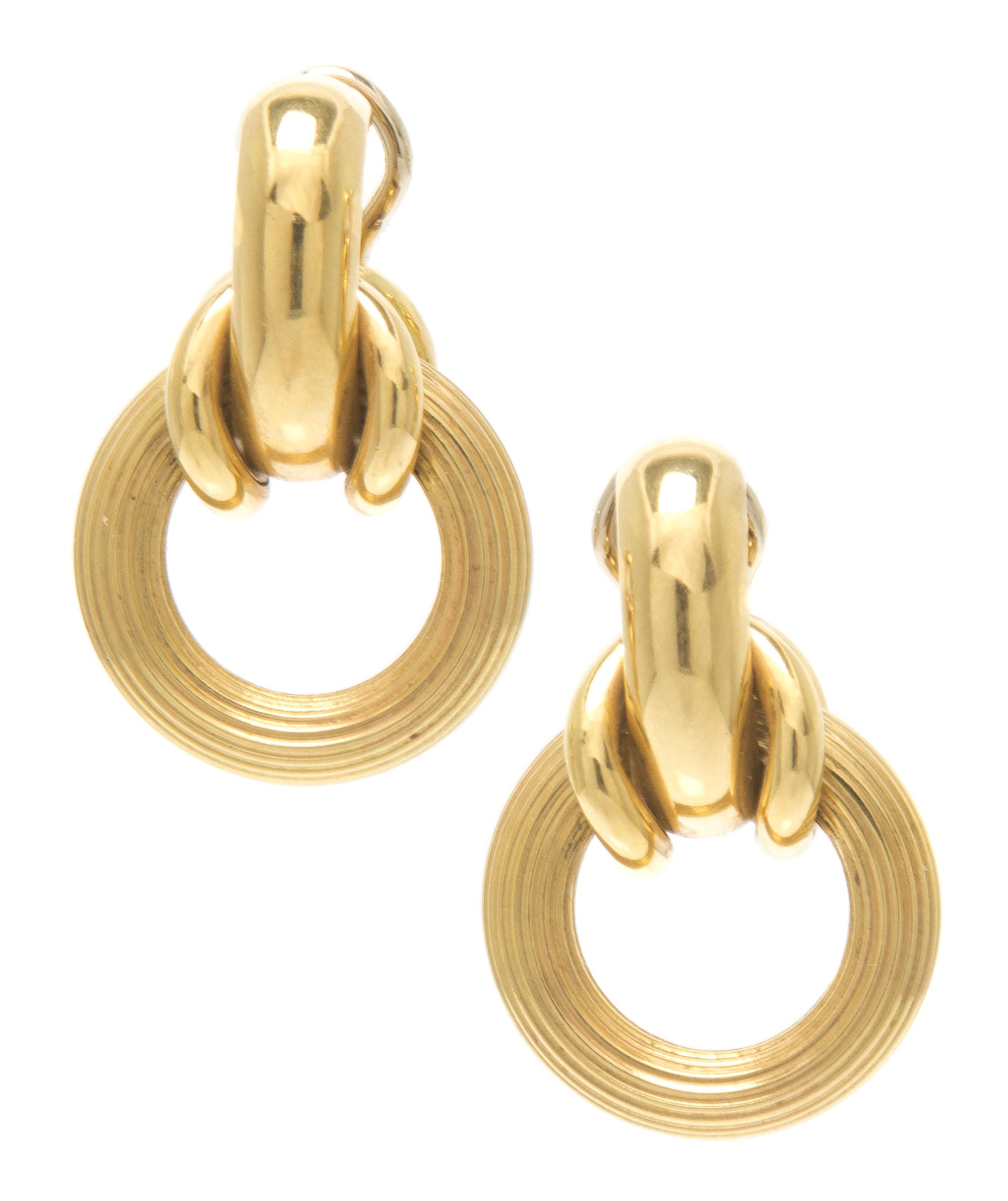 A Pair of 18 Karat Yellow Gold Earclips, 8.90 dwts.