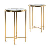 A Pair of Brass and Glass Side Tables