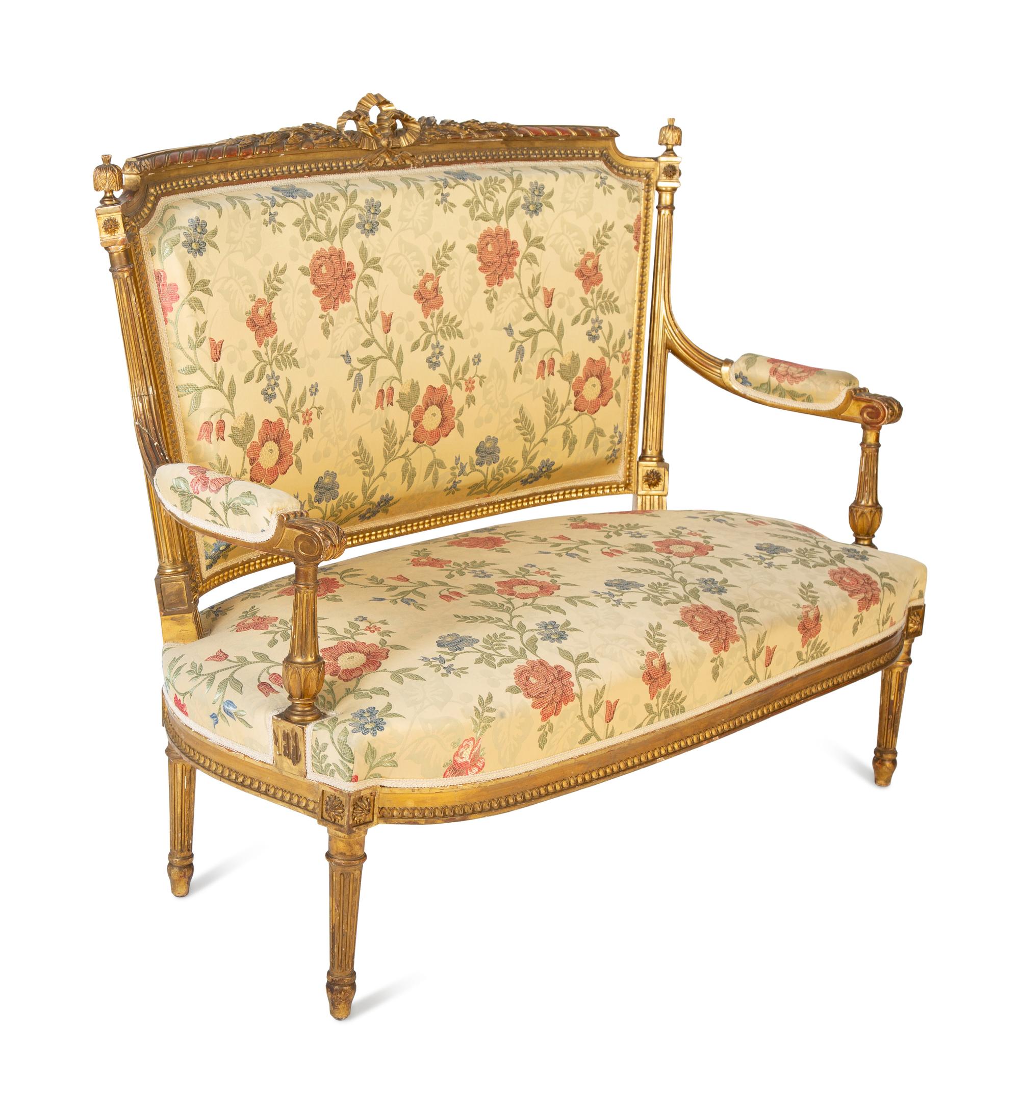 A Louis XVI Style Giltwood Settee — 19TH CENTURY