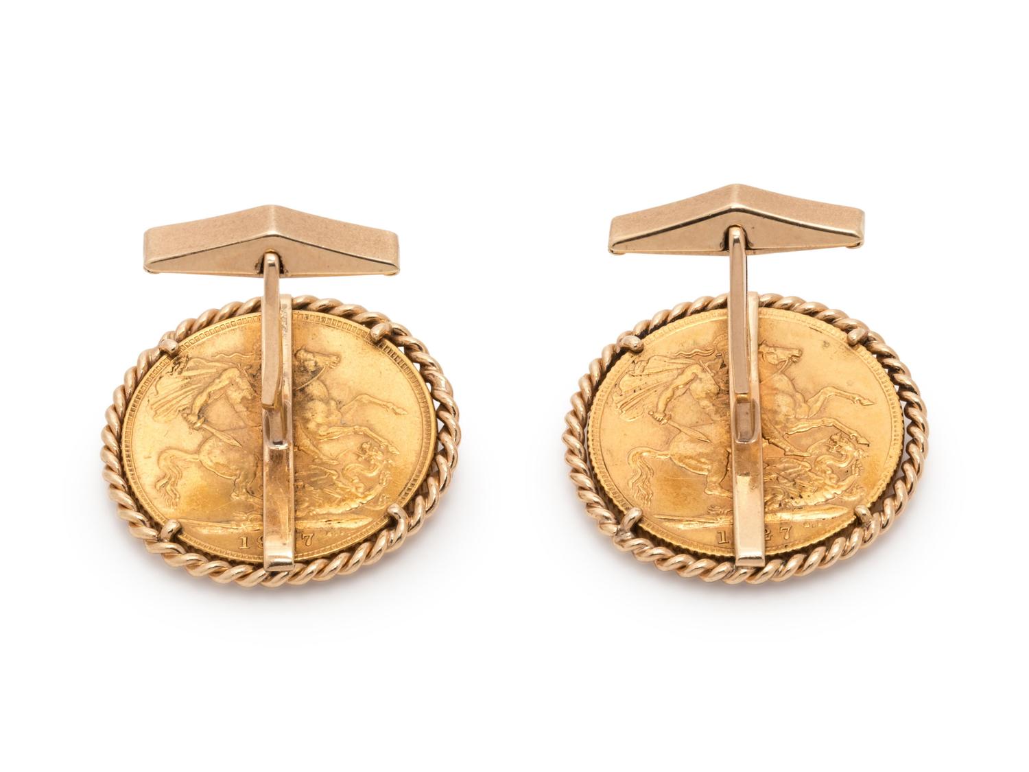 YELLOW GOLD COIN CUFFLINKS