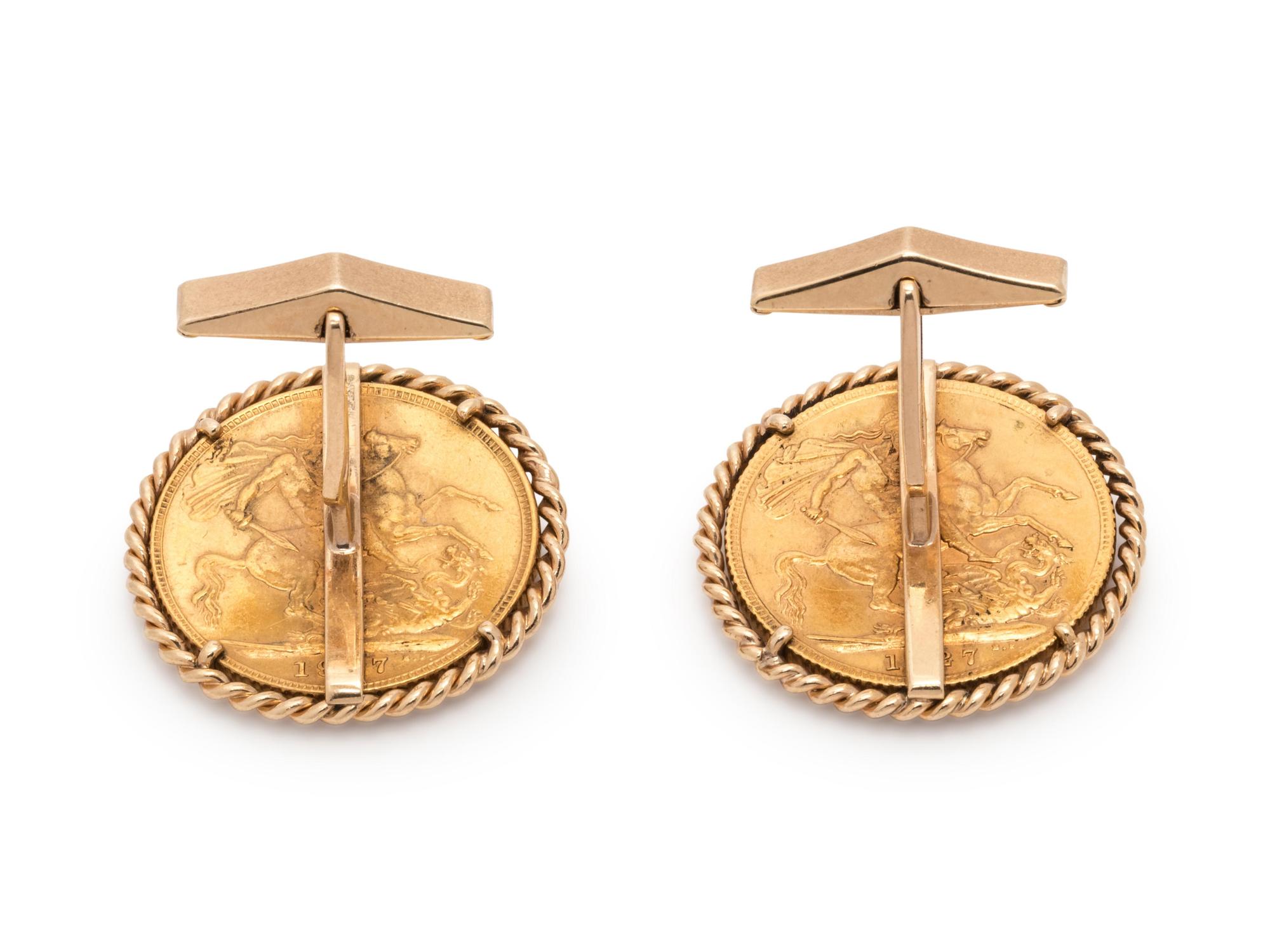 YELLOW GOLD COIN CUFFLINKS