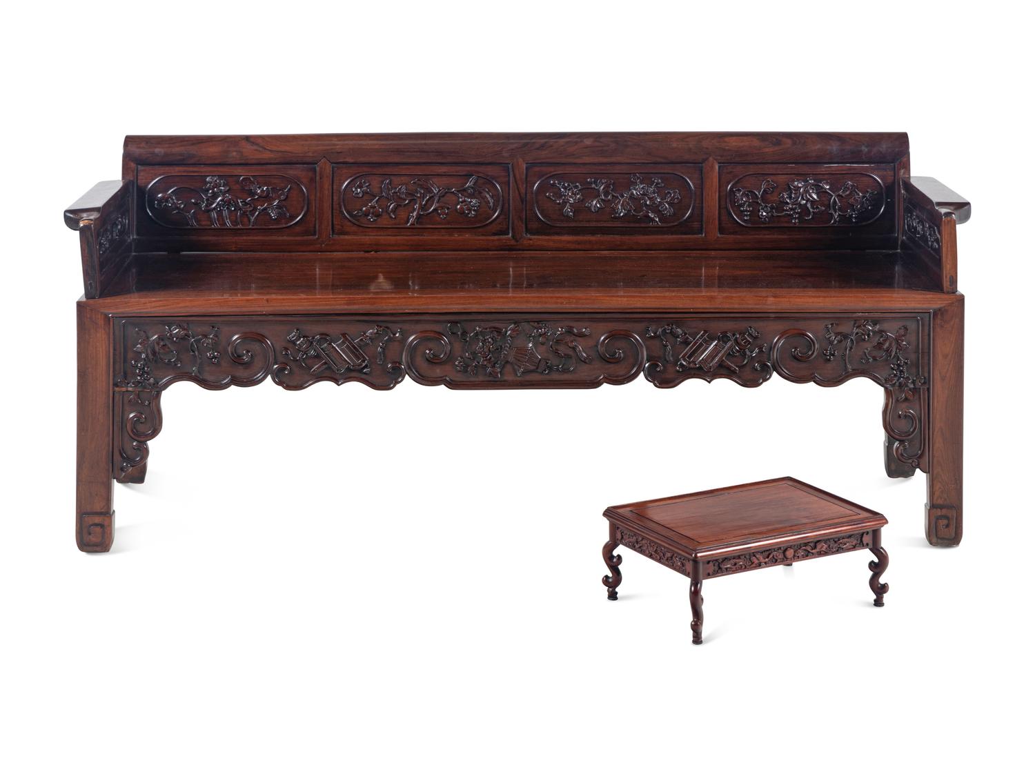 A Chinese Carved Zitan Day Bed, Luohanchuang