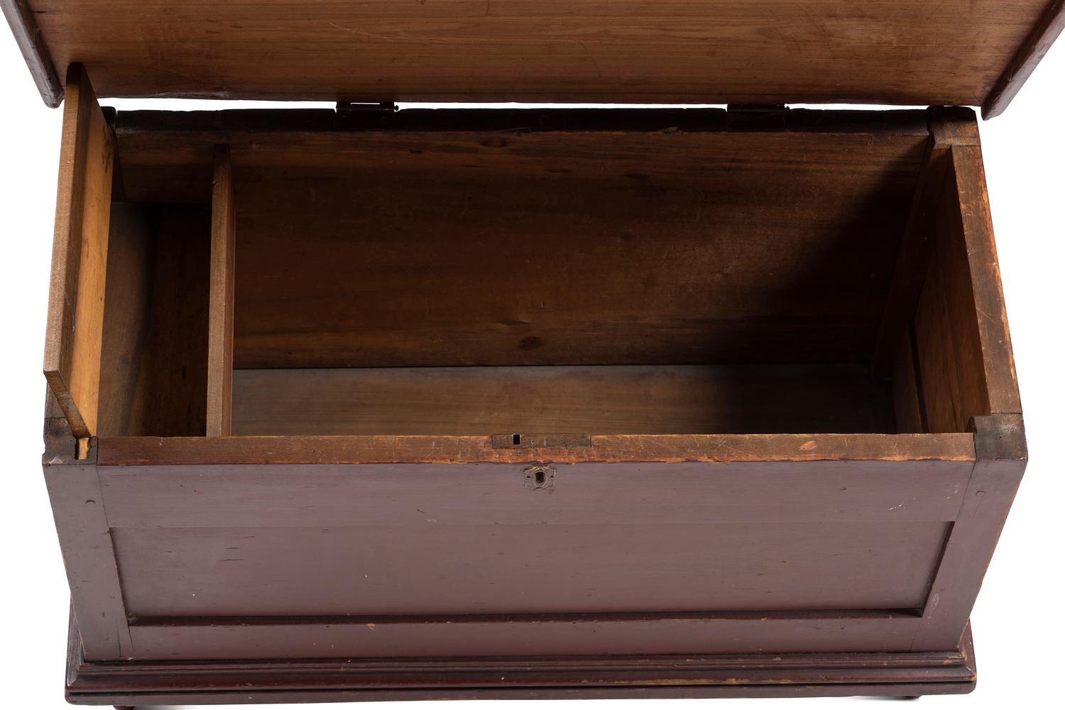 A Late Country Federal Red Painted Cherrywood Blanket Chest