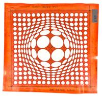 Victor Vasarely, (French/Hungarian, 1908-1997), Sinlag Red and Green on Black together with Frank Gallo made original mold