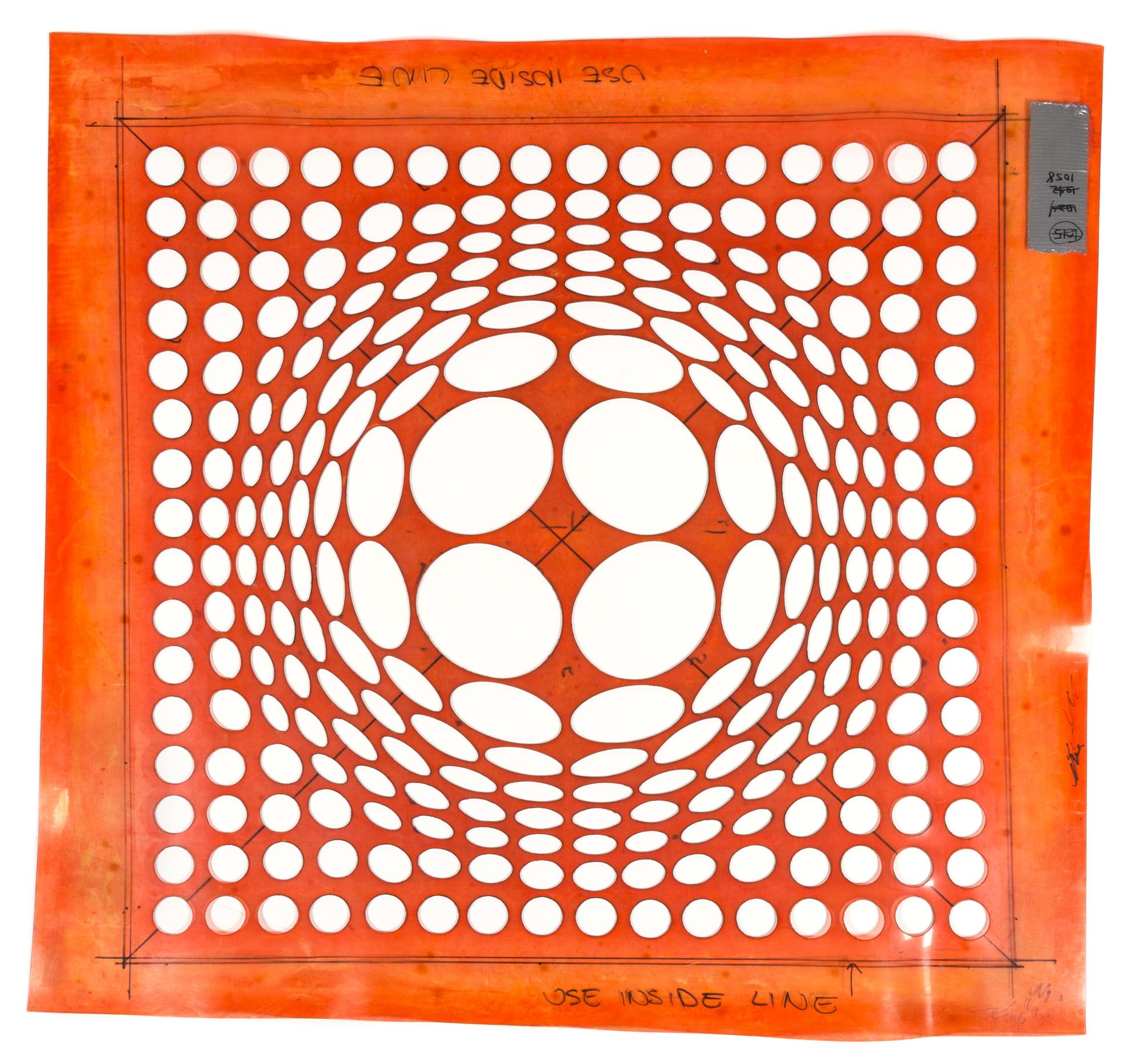 Victor Vasarely, (French/Hungarian, 1908-1997), Sinlag Red and Green on Black together with Frank Gallo made original mold