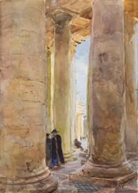 Hy (Henry) Sandham, (Canadian, 1842-1910), Figures Beside Columns