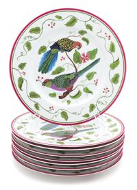A Group of Eight Lynn Chase Porcelain Dinner Plates Diameter 12 inches. — 20TH CENTURY