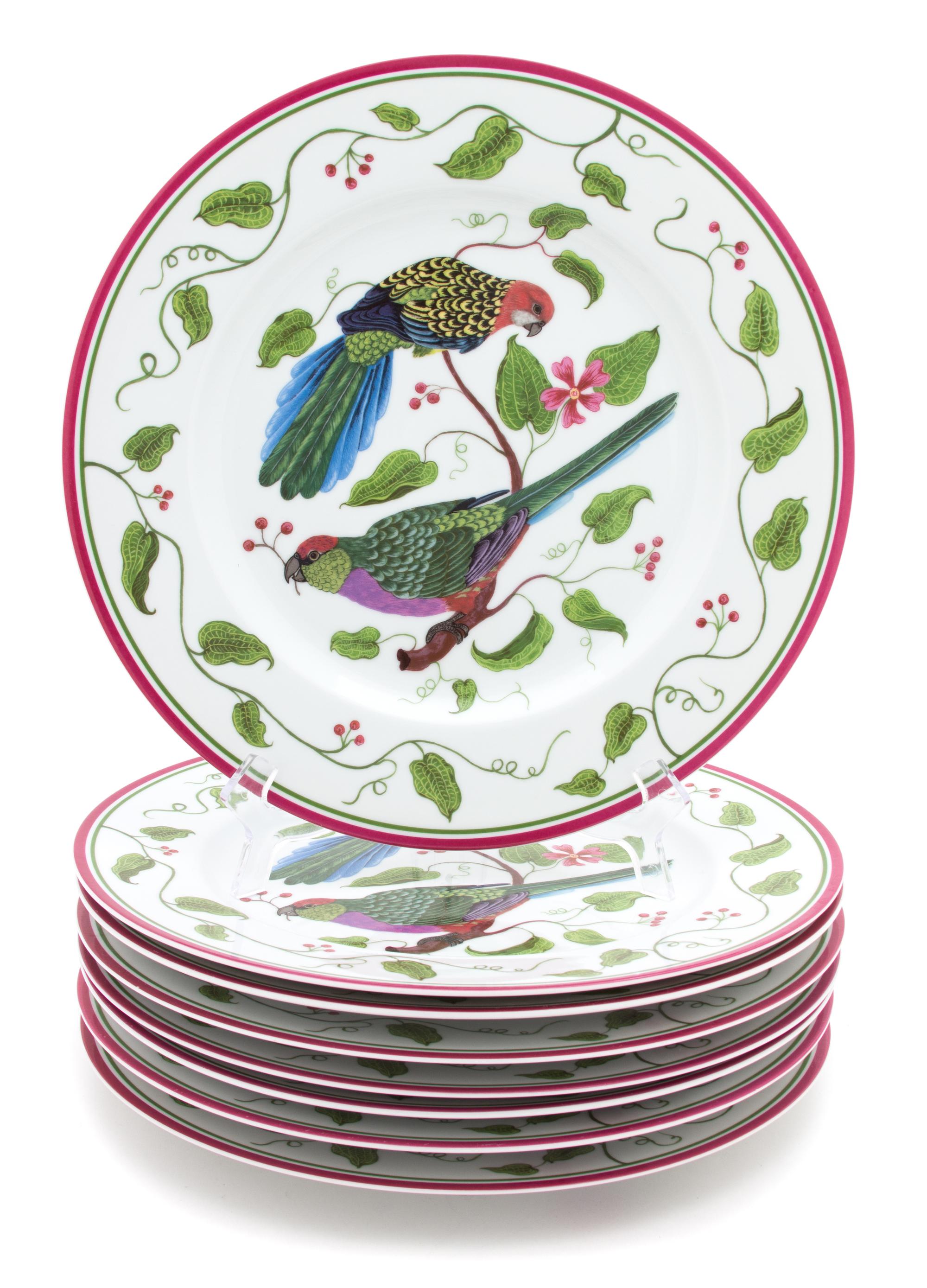 A Group of Eight Lynn Chase Porcelain Dinner Plates Diameter 12 inches. — 20TH CENTURY