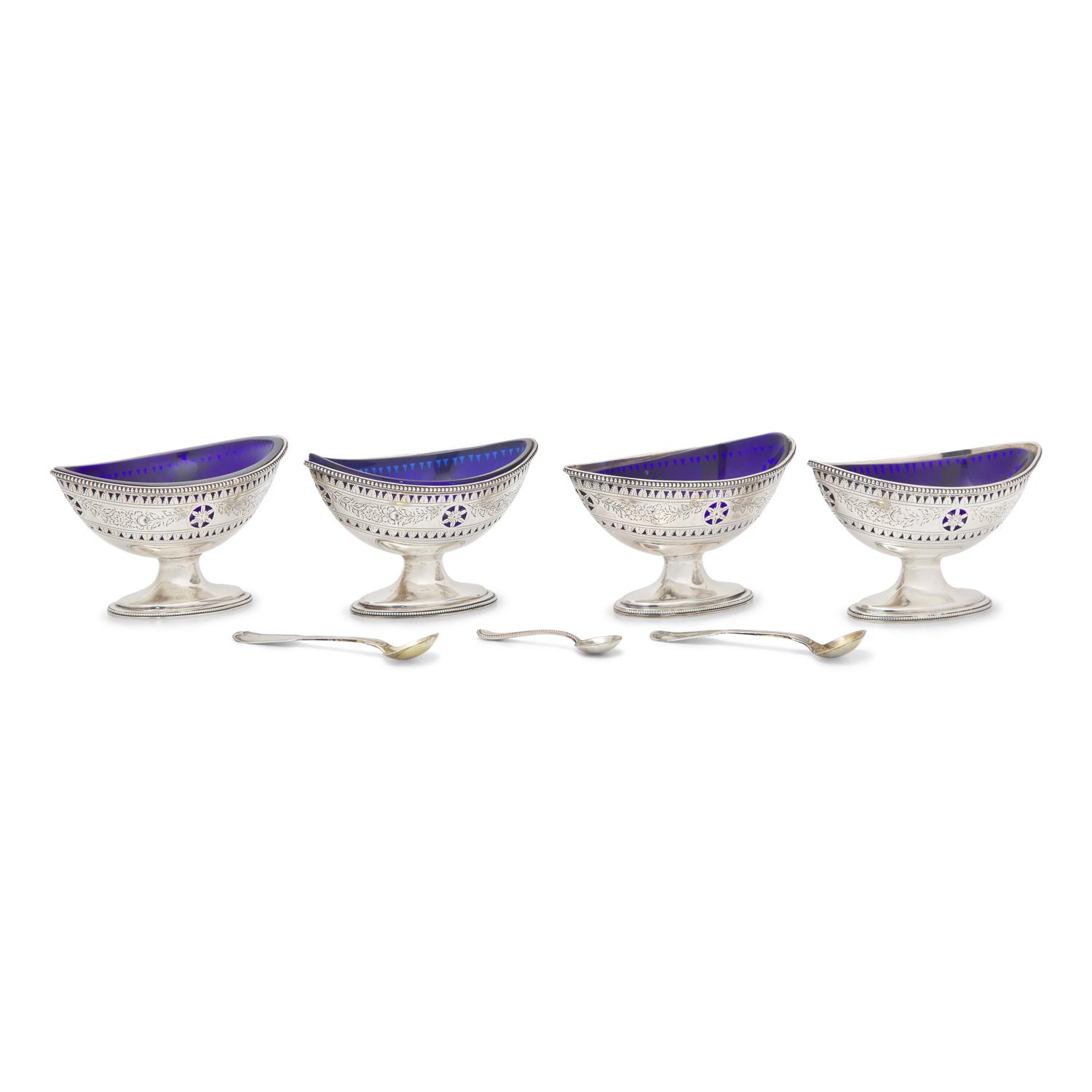 A Set of Four George III Pierced Silver Salt Cellars