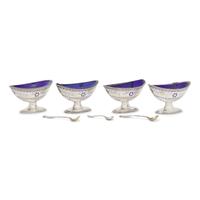 A Set of Four George III Pierced Silver Salt Cellars