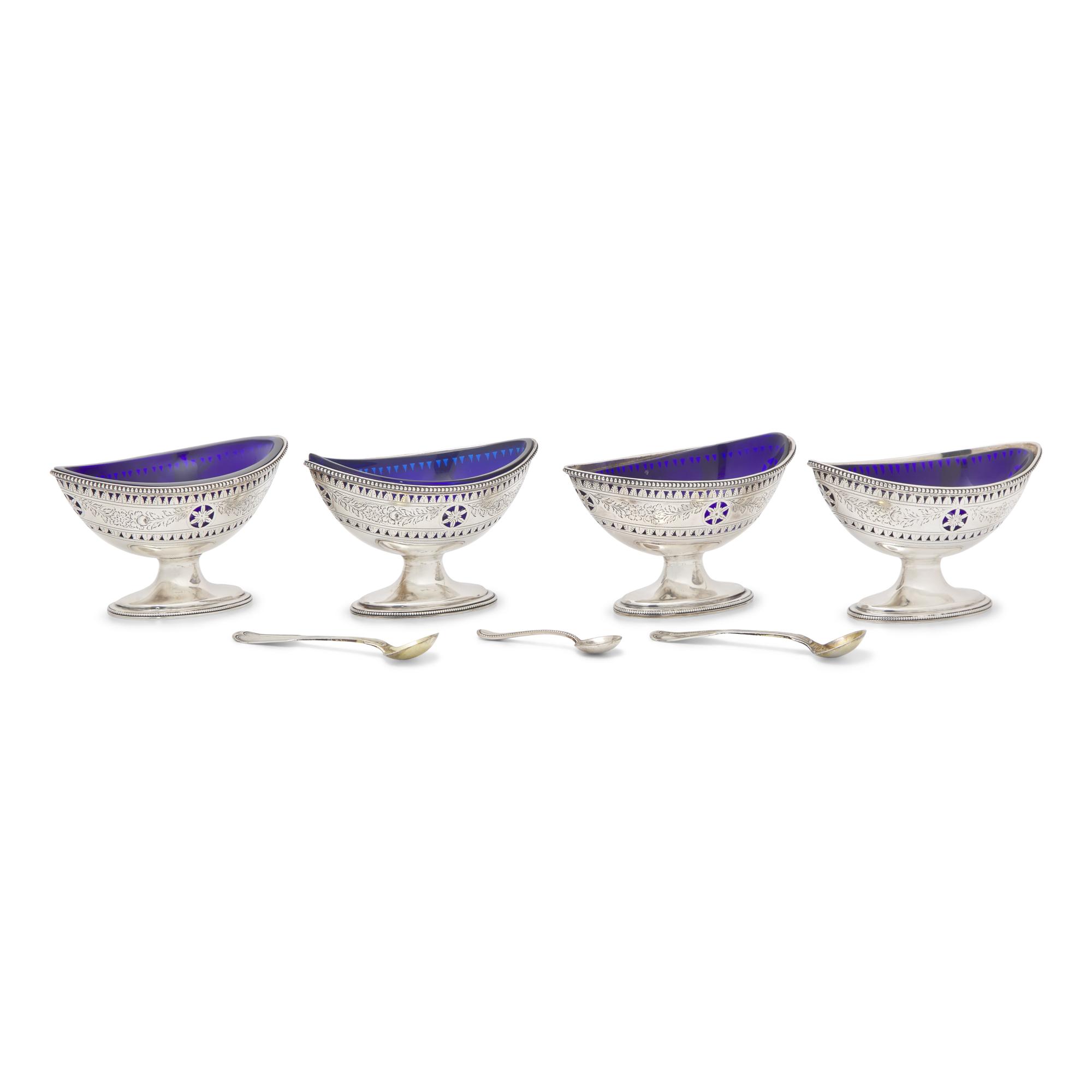 A Set of Four George III Pierced Silver Salt Cellars