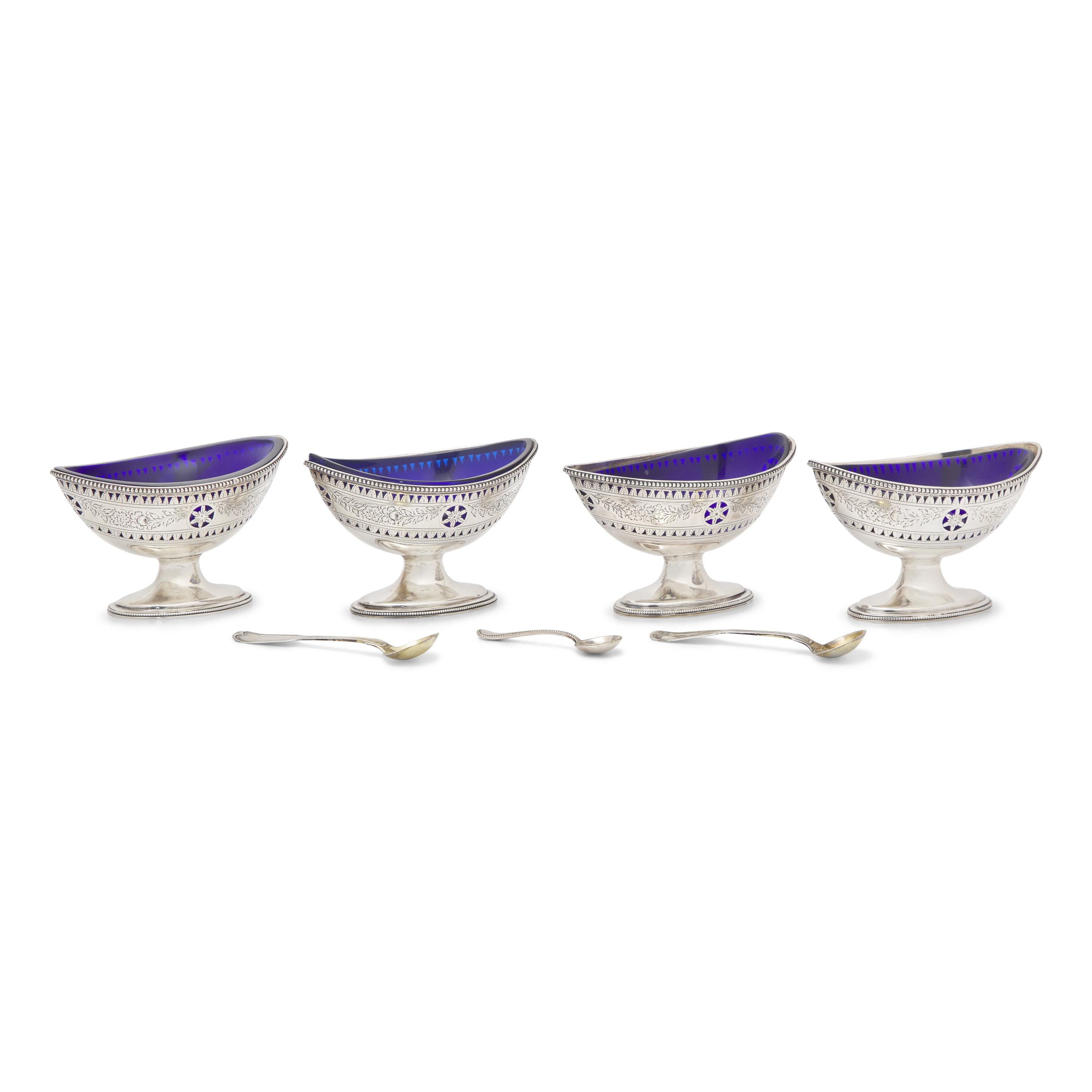 A Set of Four George III Pierced Silver Salt Cellars