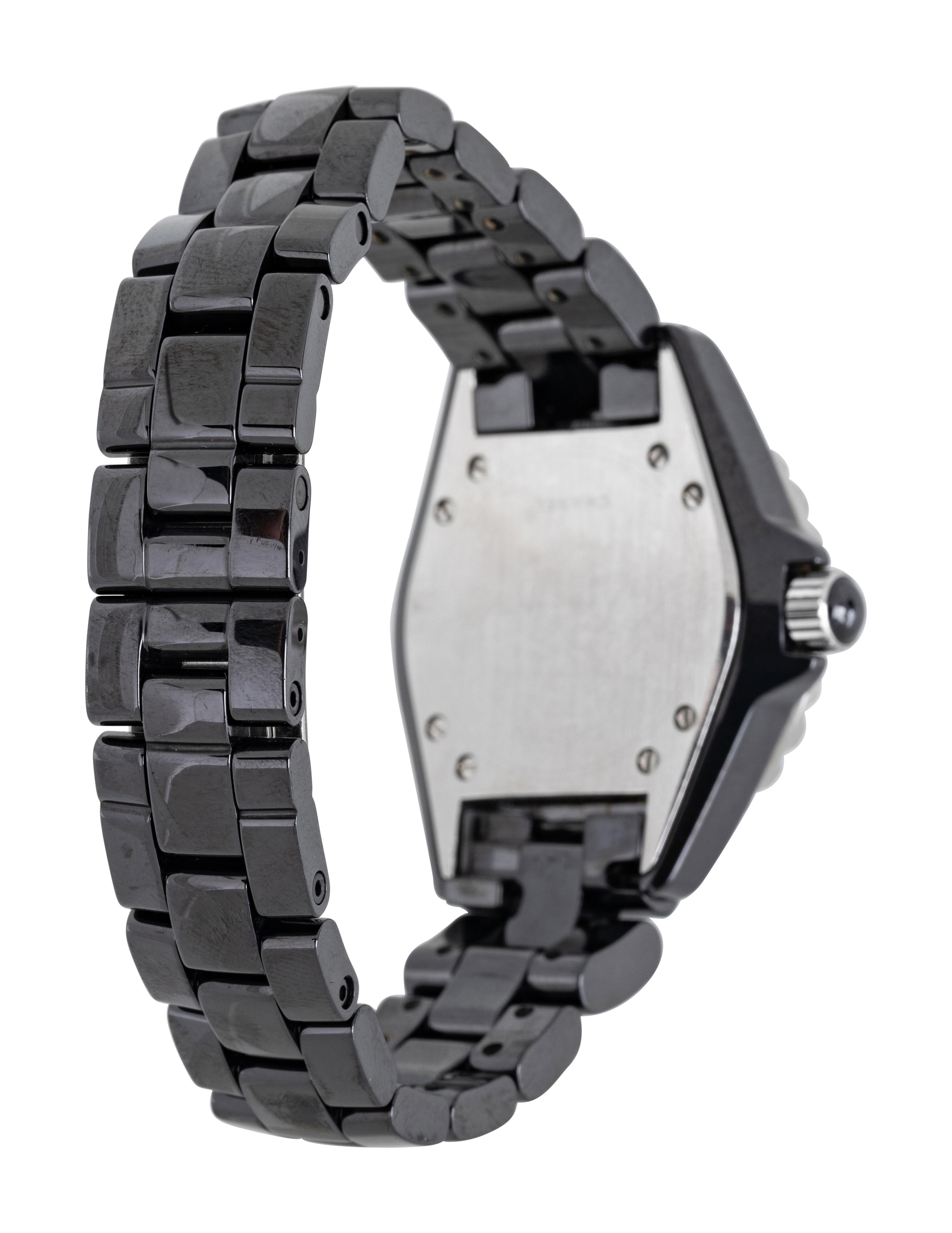 CHANEL, REF. H0949 BLACK CERAMIC, STAINLESS STEEL, AND DIAMOND 'J12' WATCH, BOX & PAPERS
