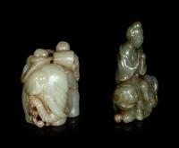 Two Chinese Celadon Jade Figural Groups