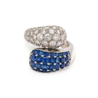 DIAMOND AND SAPPHIRE BYPASS RING