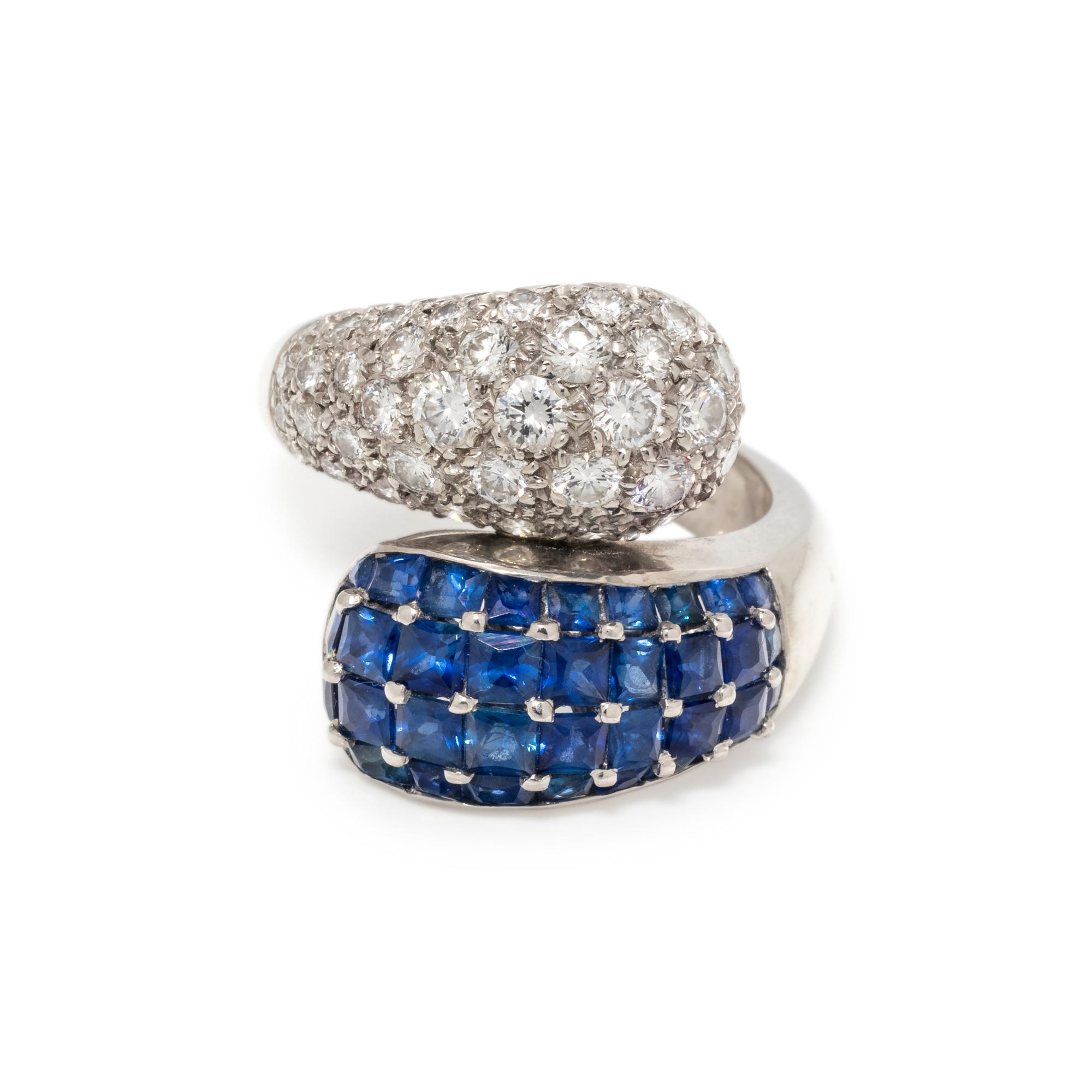 DIAMOND AND SAPPHIRE BYPASS RING