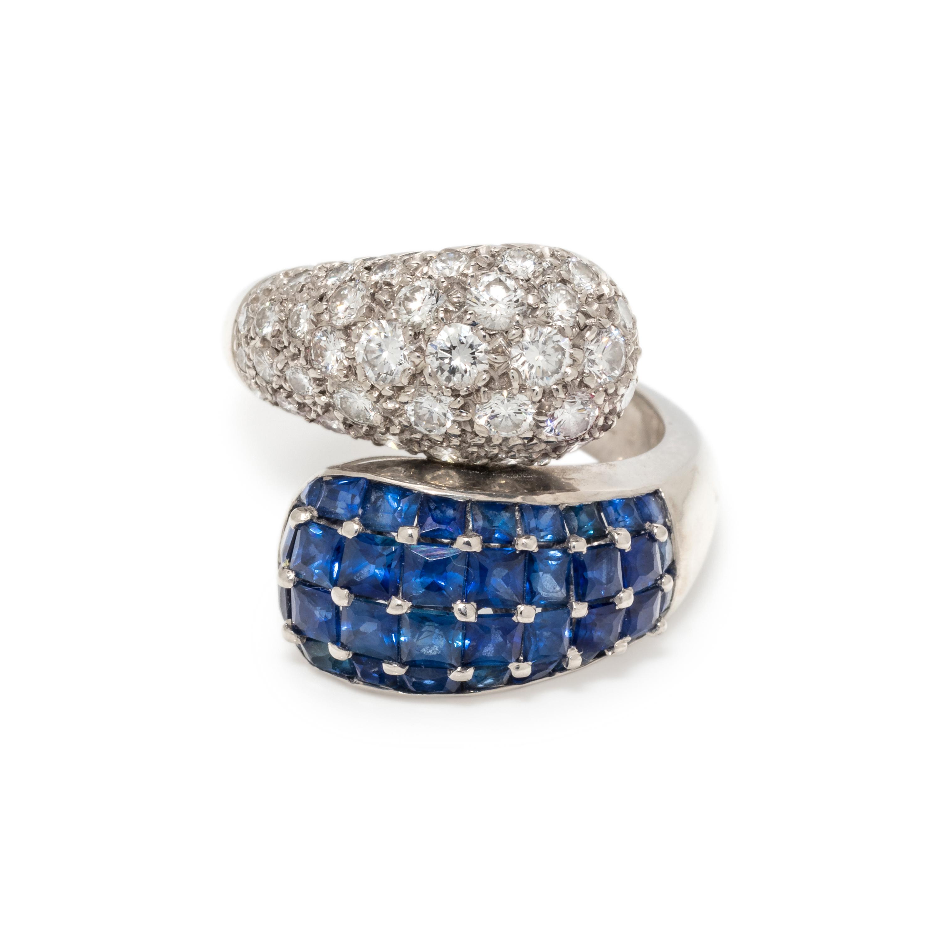 DIAMOND AND SAPPHIRE BYPASS RING