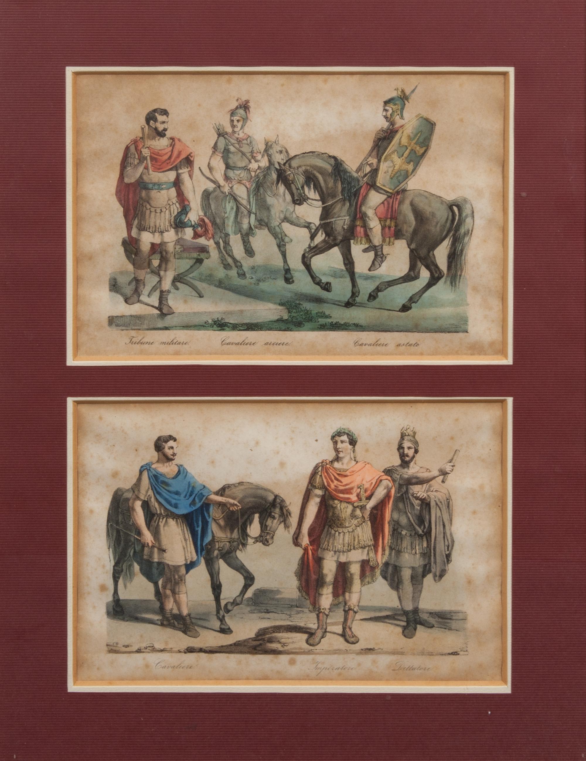 A Set of Twelve Italian Handcolored Lithographs Height 21 x width 16 inches (framed).