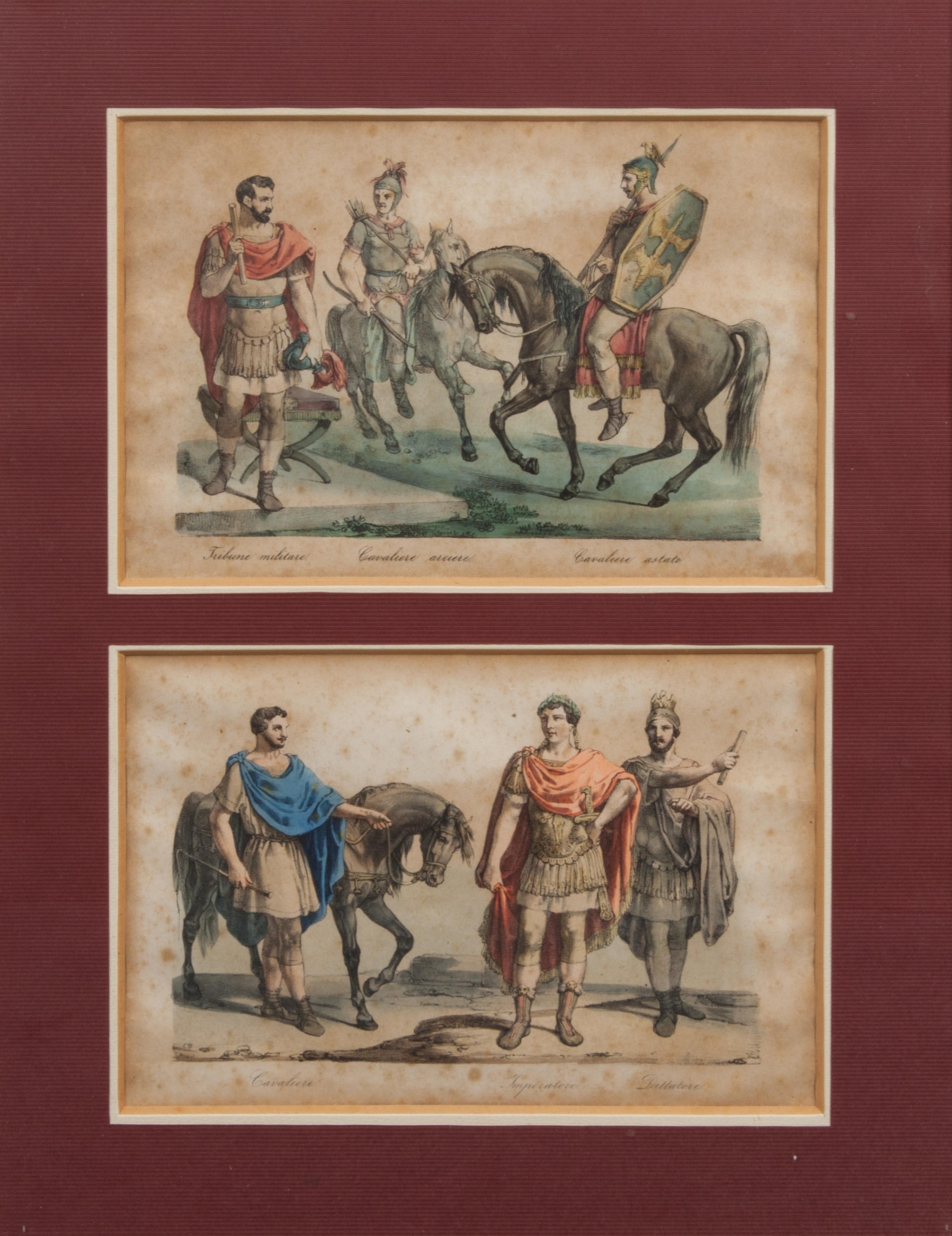 A Set of Twelve Italian Handcolored Lithographs Height 21 x width 16 inches (framed).