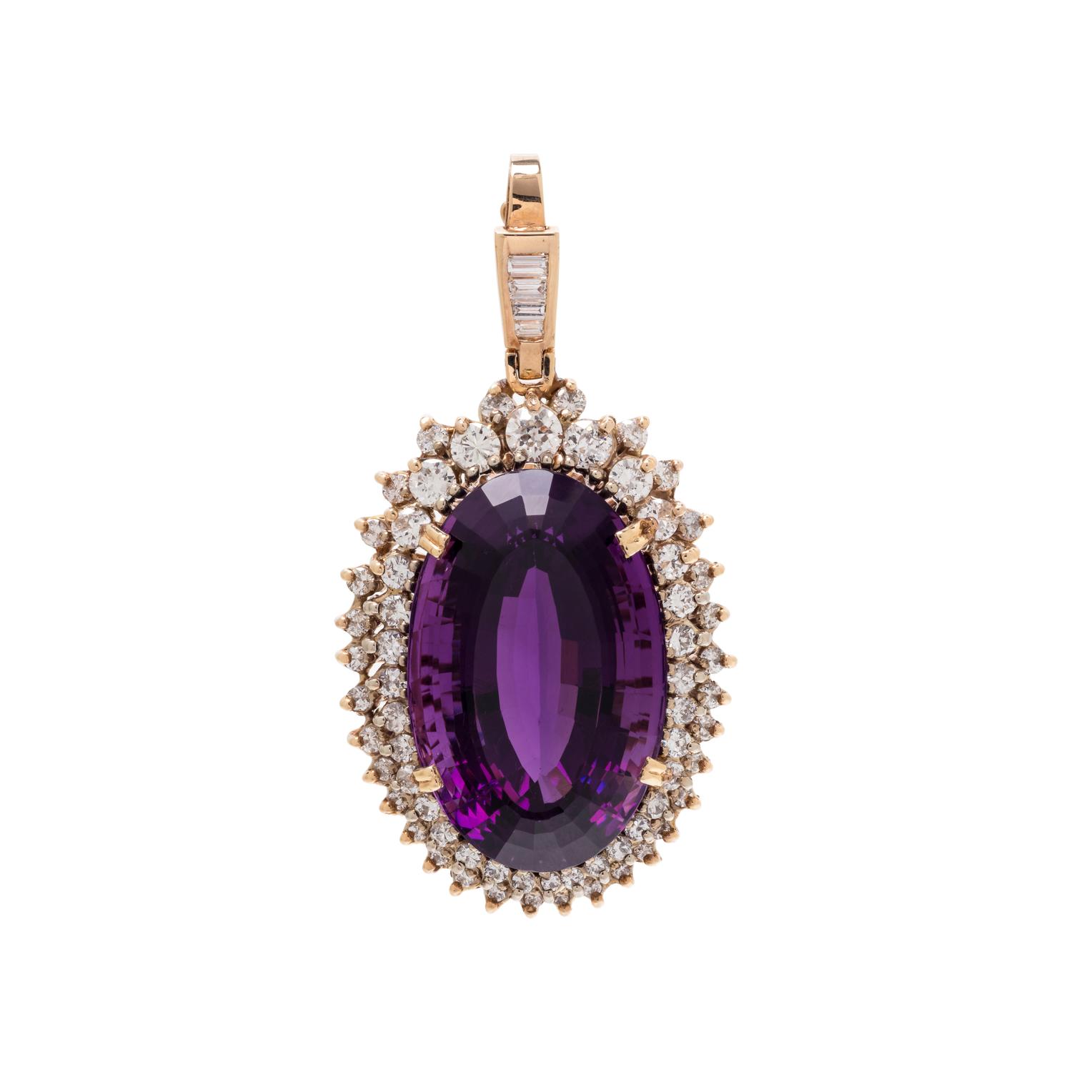 AMETHYST AND DIAMOND PENDANT