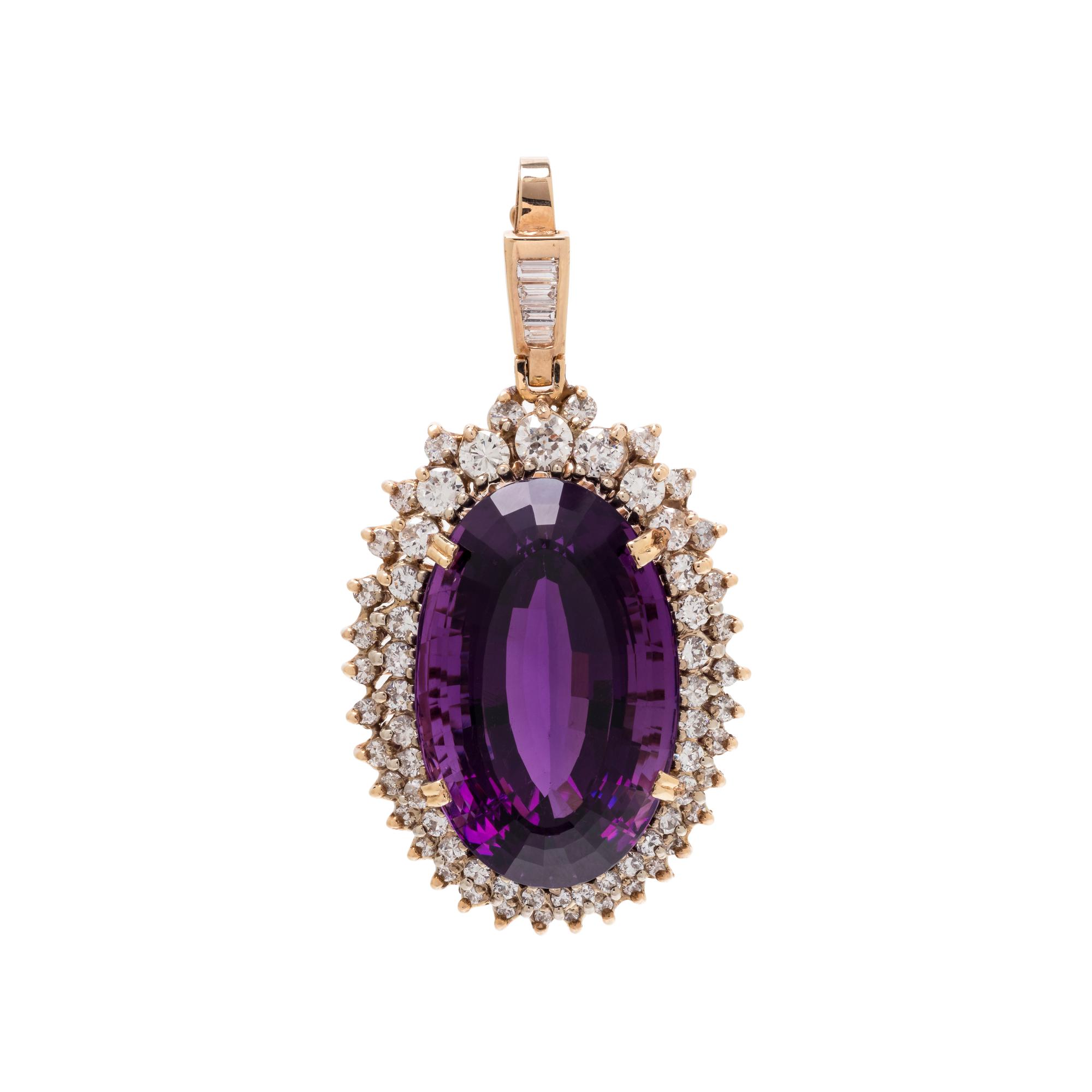 AMETHYST AND DIAMOND PENDANT