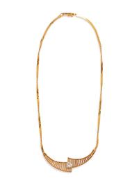 A 14 Karat Yellow Gold and Diamond Necklace,