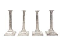 Two Near Pairs of English Silver Candlesticks