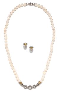 A Collection of Sterling Silver, 18 Karat Yellow Gold, Diamond and Cultured Pearl Jewelry, Judith Ripka, 44.80 dwts.