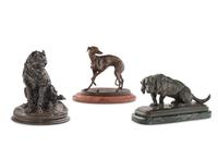 Three French Bronze Figures of Dogs