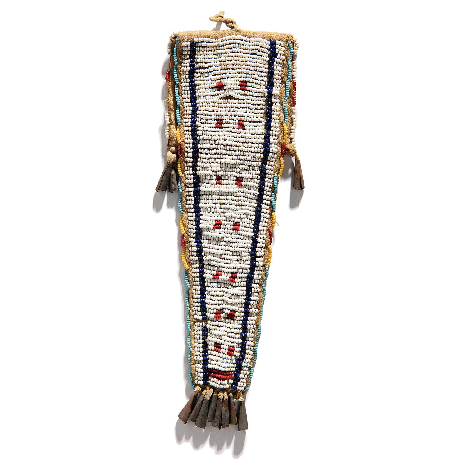 Ute Beaded Buffalo Hide Tab Bag