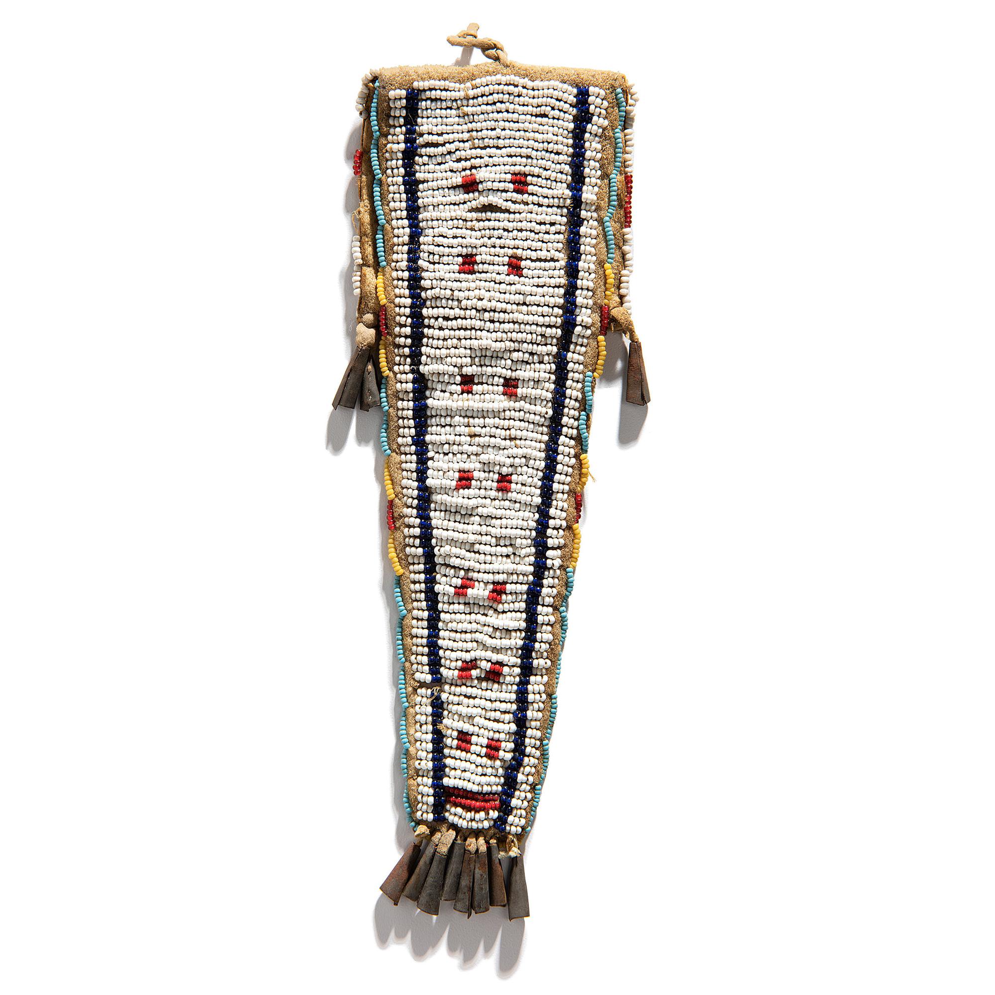 Ute Beaded Buffalo Hide Tab Bag